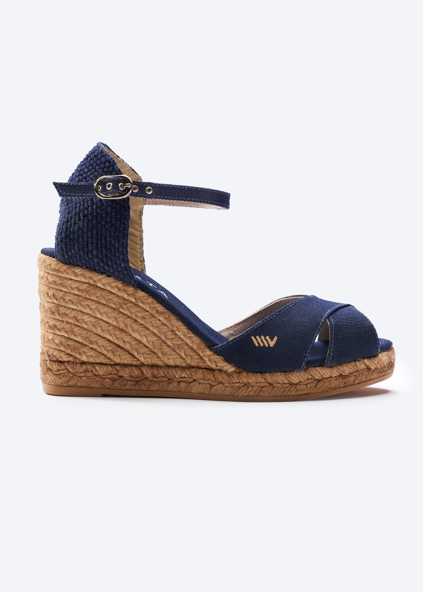 Aiguablava Navy Blue Canvas Ankle Strap Woman Espadrille Wedge