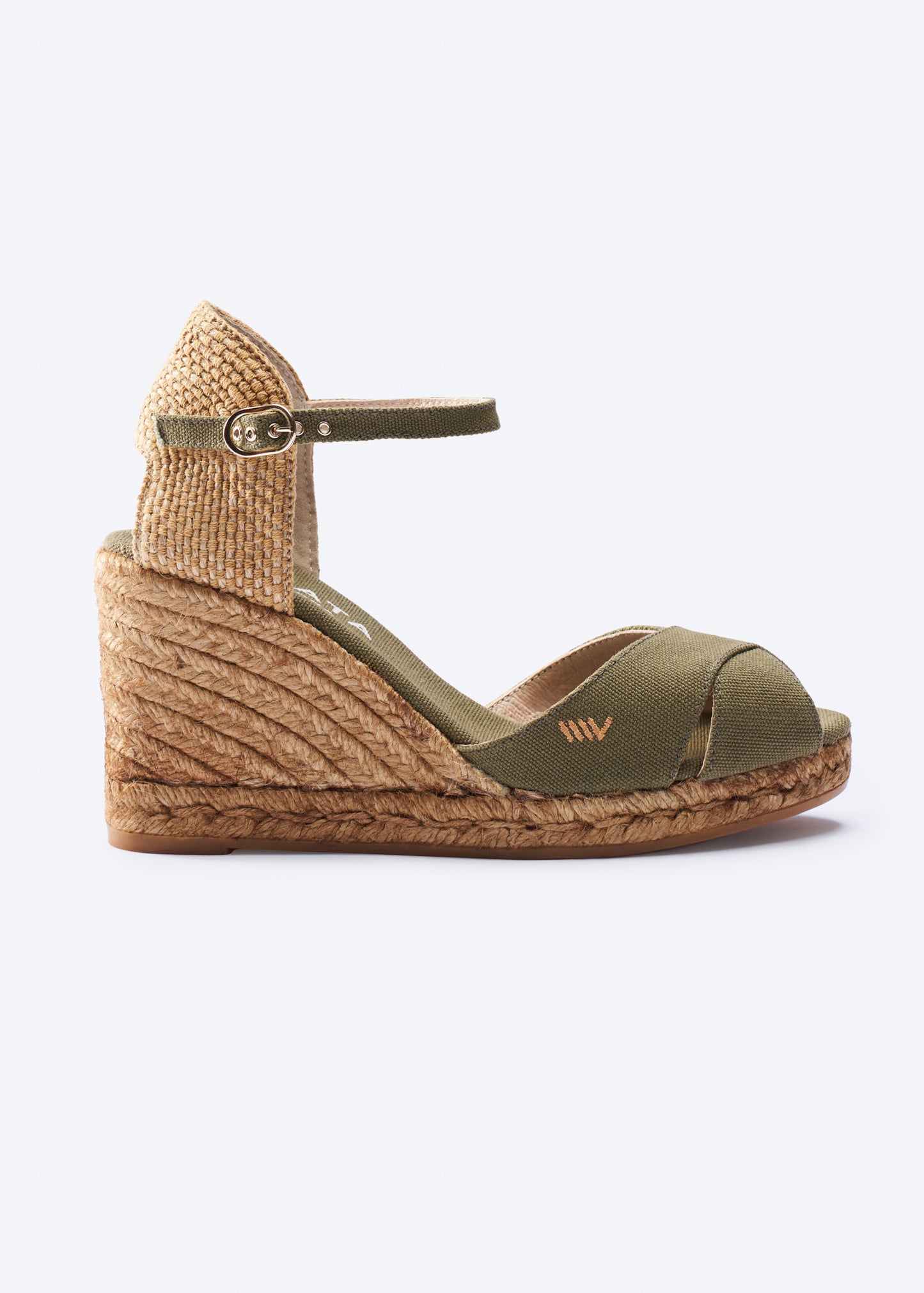 Aiguablava Limited Edition Olive Canvas Ankle Strap Woman Espadrille Wedge