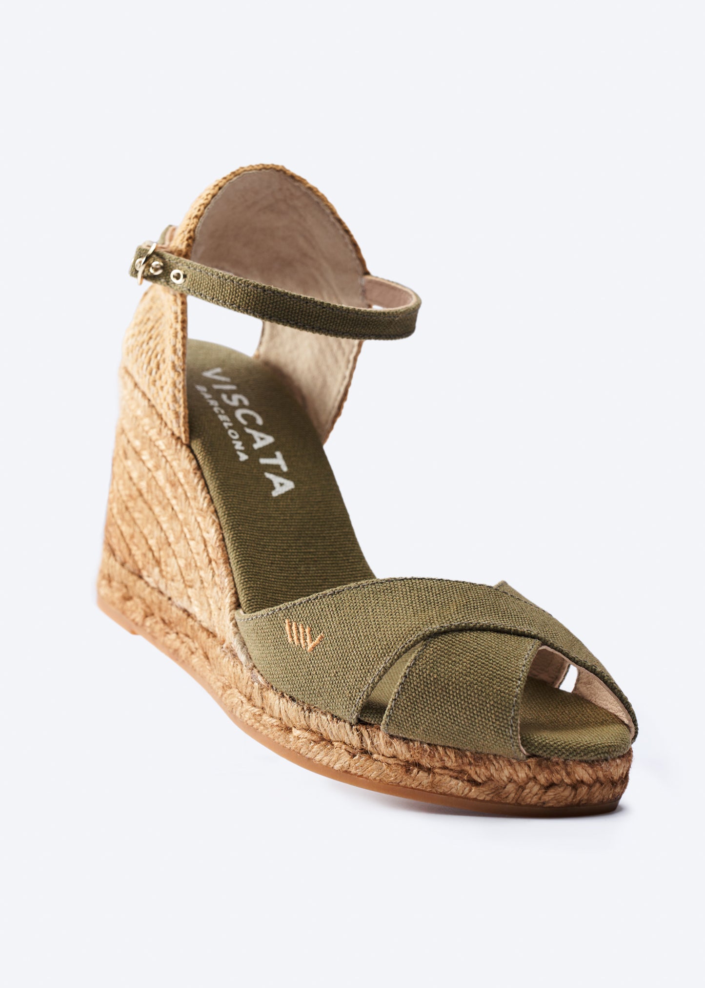 Aiguablava Limited Edition Olive Canvas Ankle Strap Woman Espadrille High Heel Wedges