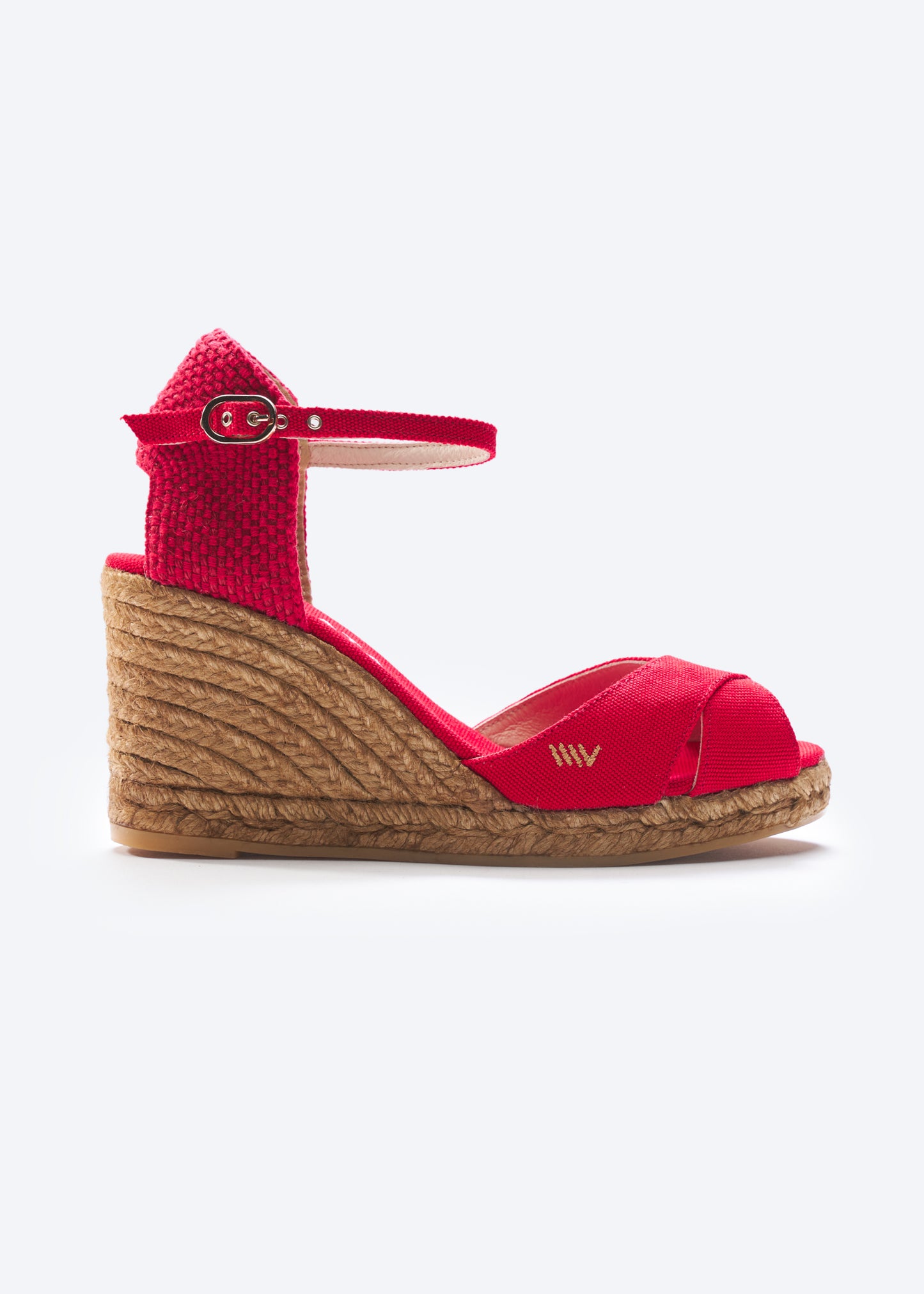 Aiguablava Limited Edition Red Canvas Ankle Strap Woman Espadrille Wedge