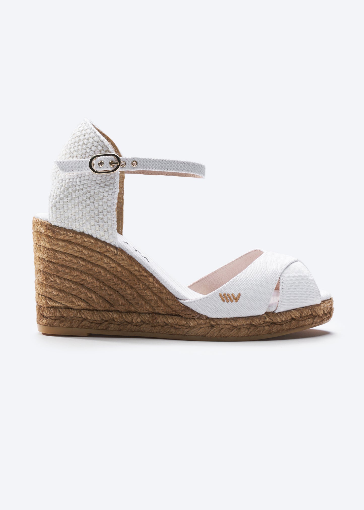Aiguablava Limited Edition White Canvas Ankle Strap Woman Espadrille Wedge