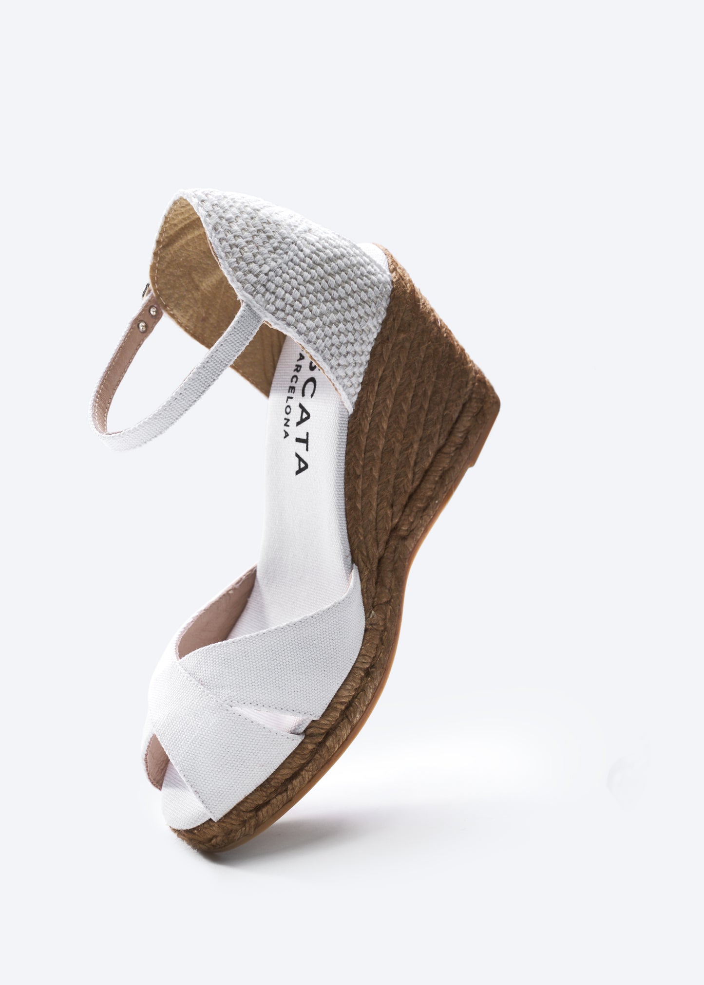 Aiguablava Limited Edition White Canvas Ankle Strap Woman Espadrille High Heel Wedges