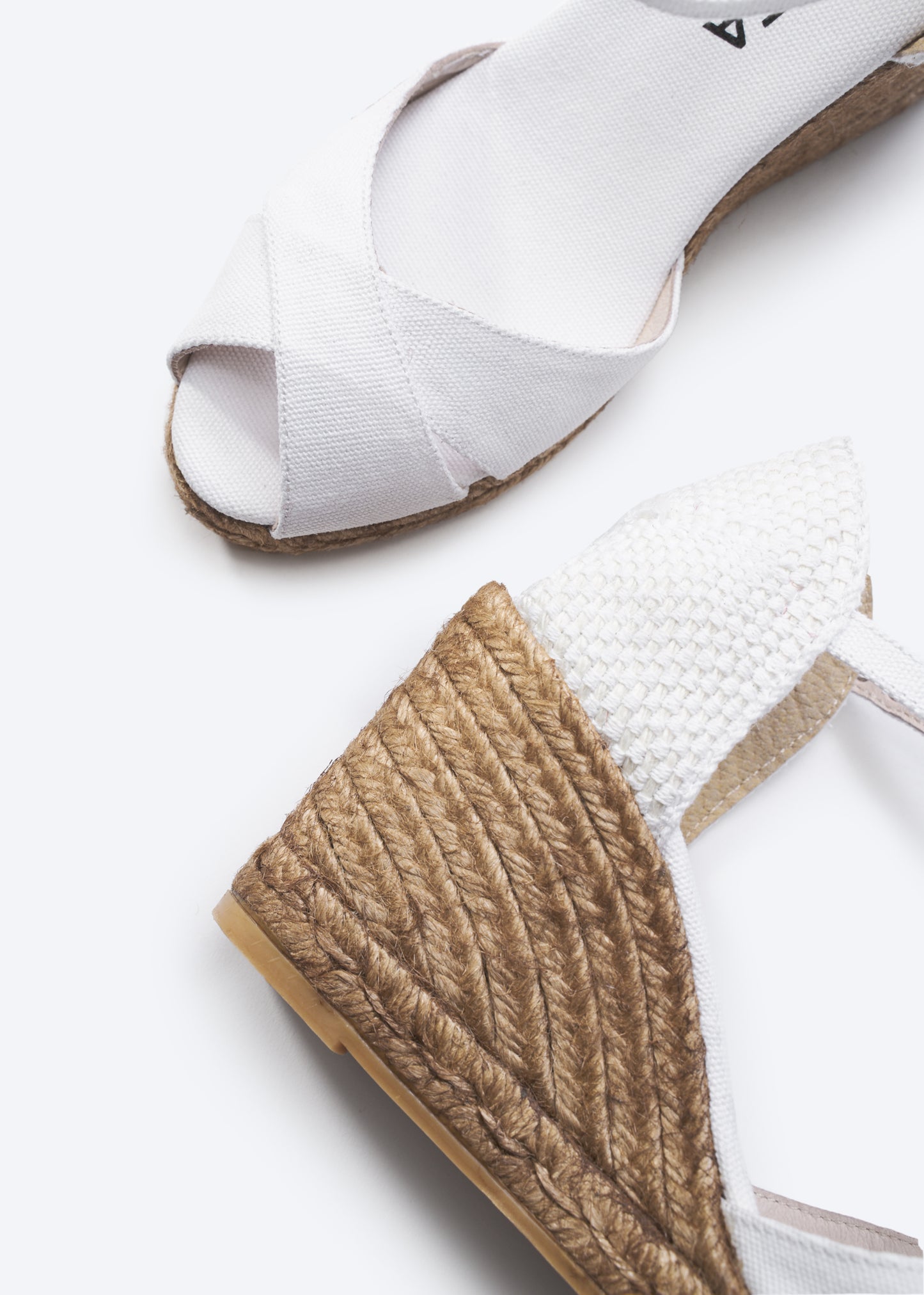 Aiguablava Limited Edition White Canvas Ankle Strap Woman Espadrille Open Toe Wedges