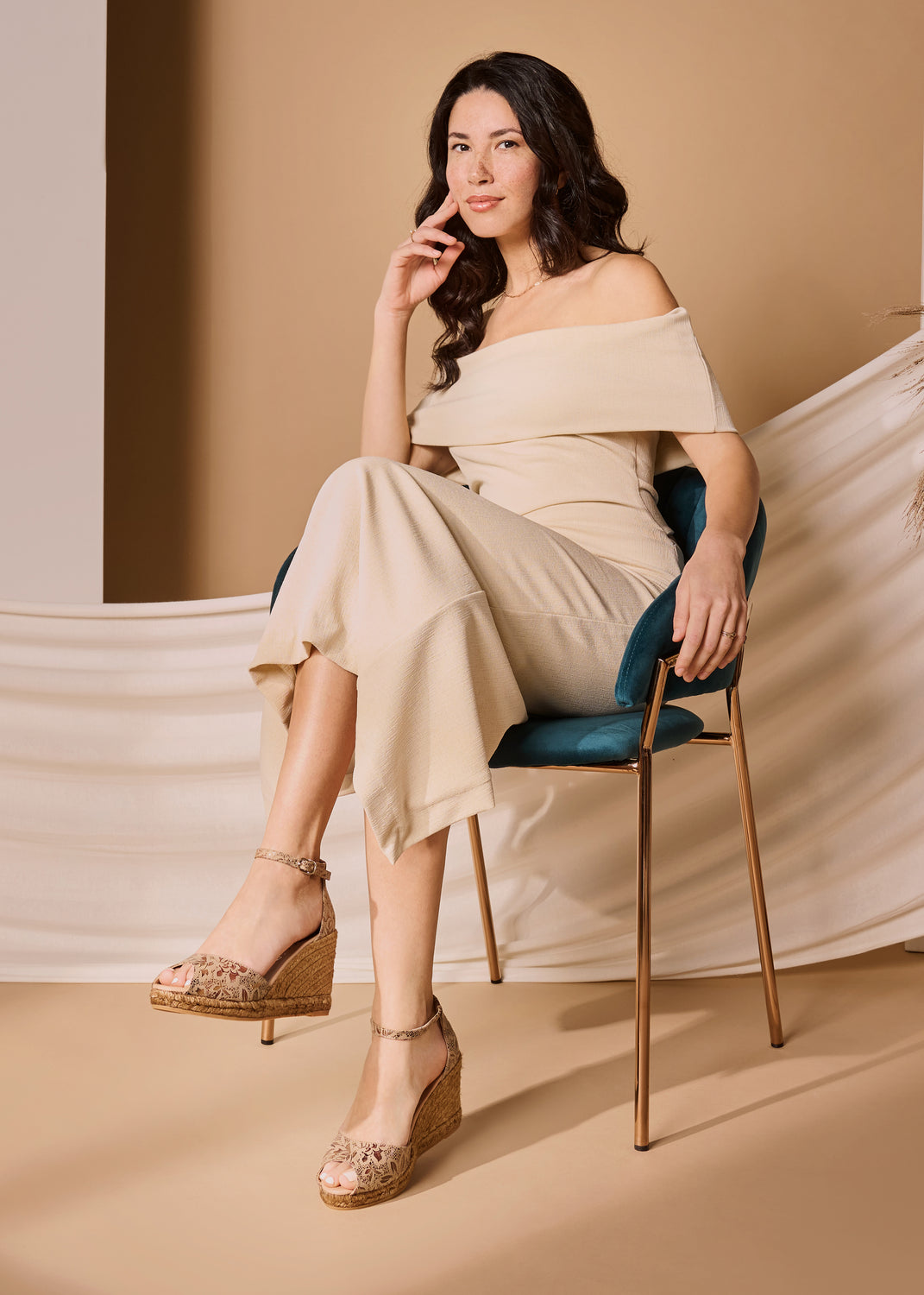 Aiguafreda Limited Edition Flower Jacquard Print Woman Peep Toe Espadrille High Wedges Outfit