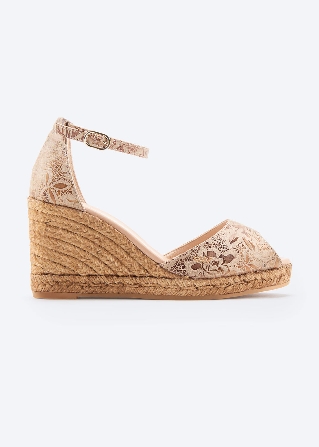 Aiguafreda Limited Edition Flower Jacquard Print Woman Peep Toe Espadrille High Heel Wedge