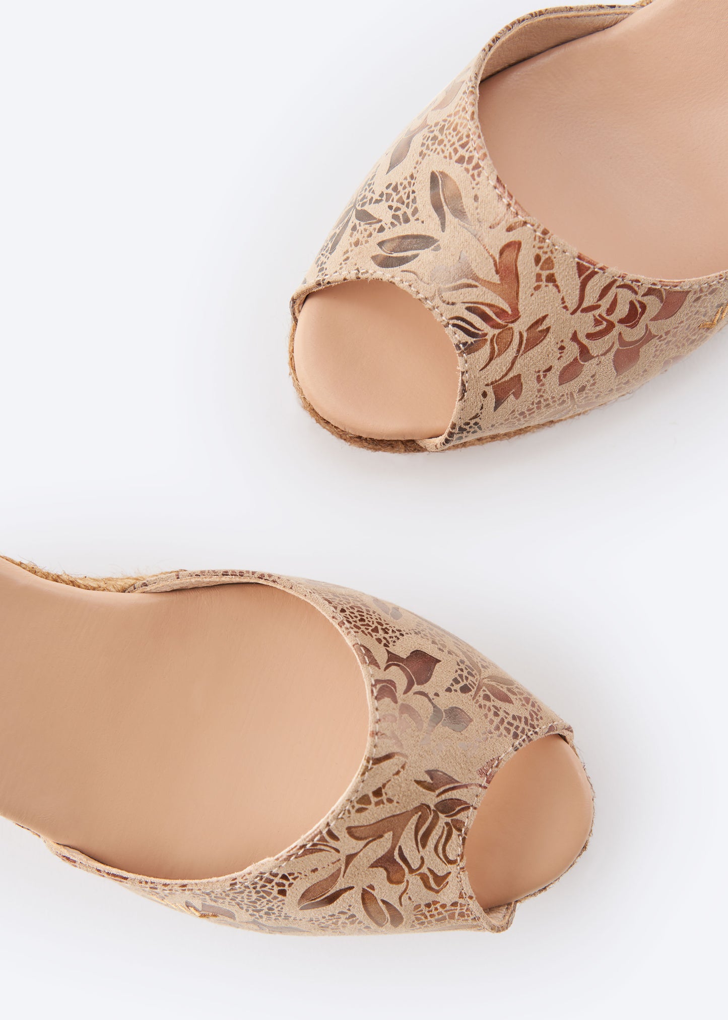 Aiguafreda Limited Edition Flower Jacquard Print Woman Espadrille Wedges Peep Open Toe Details