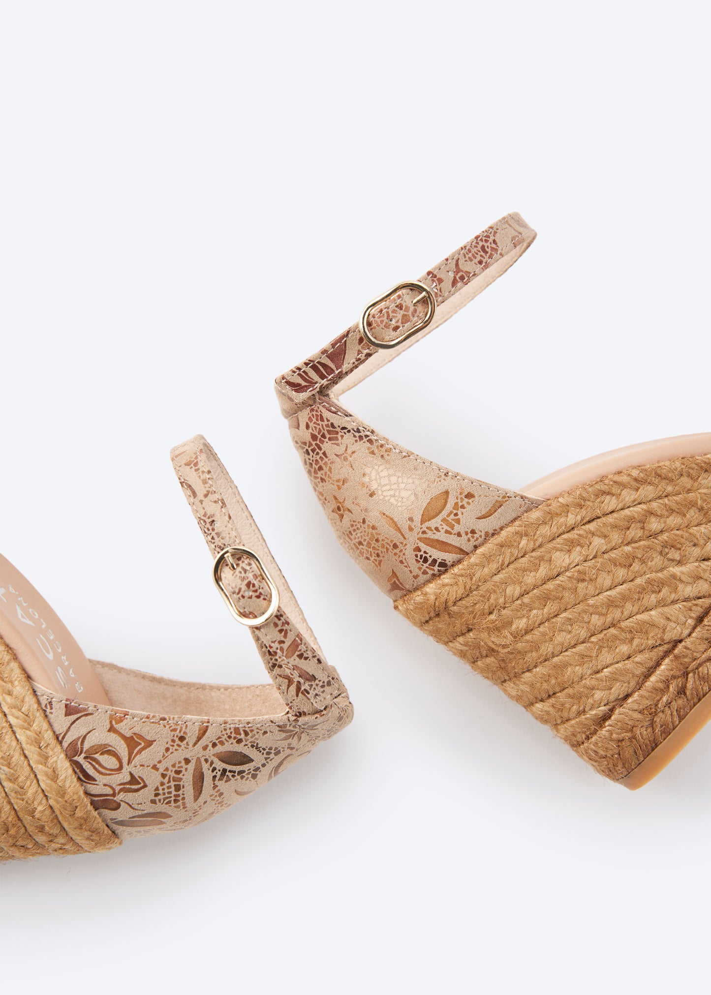 Aiguafreda Limited Edition Flower Jacquard Print Woman Espadrille Wedges Ankle Strap Back Details