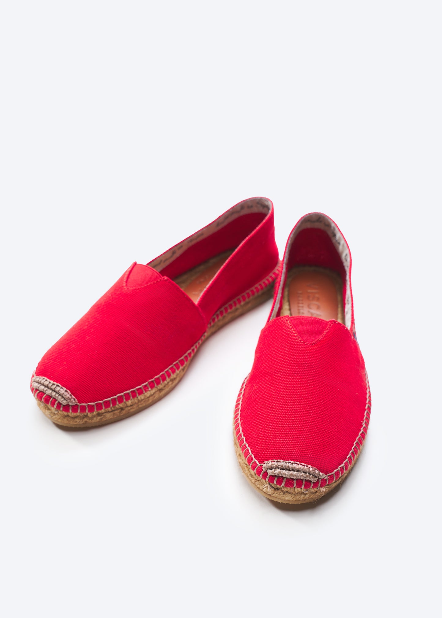Barceloneta Limited Edition Red Canvas Slip On Women Espadrille Closed Toe Flats