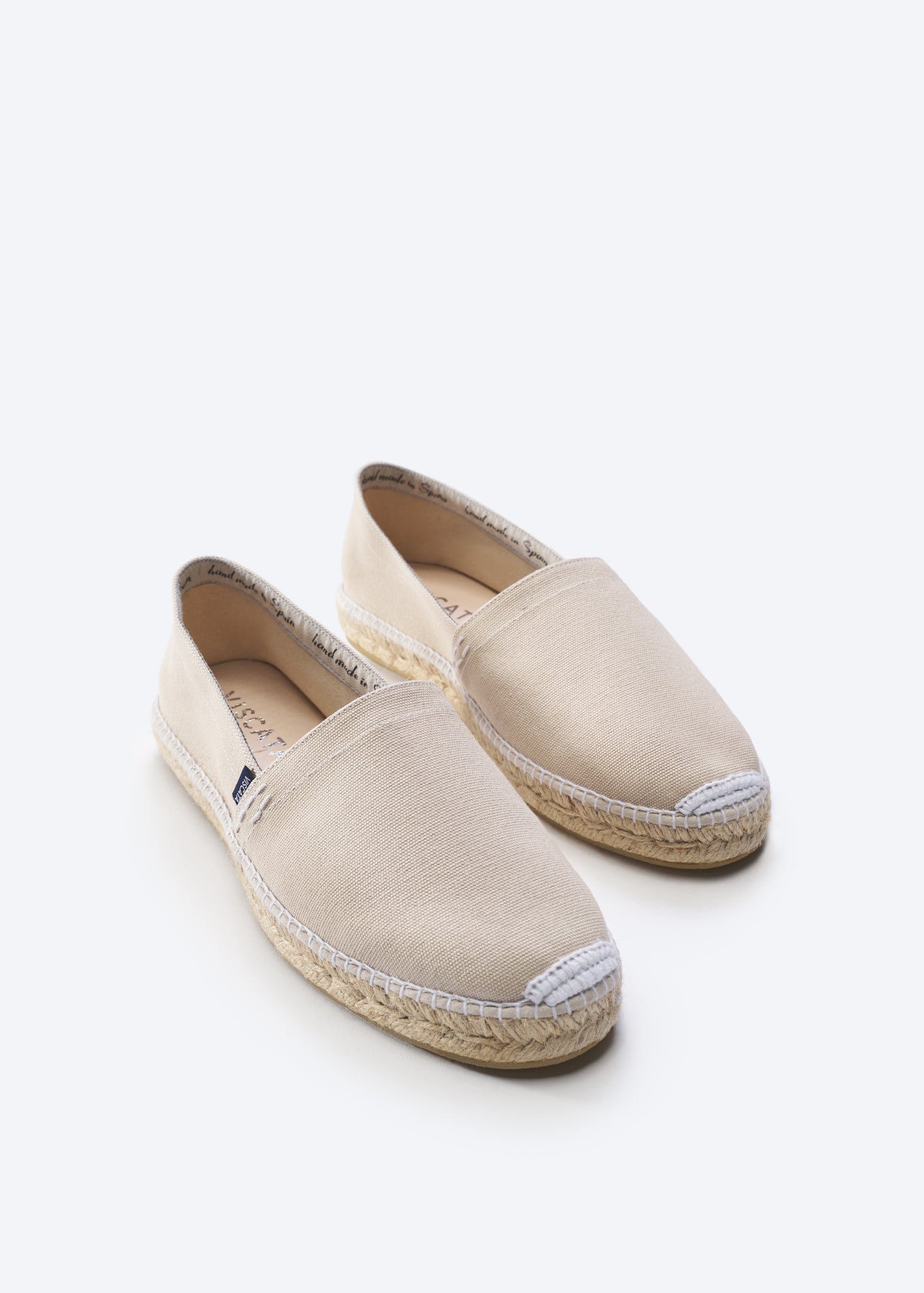 Viscata Begur Beige Canvas Slip On Closed Toe White Stitch Men Espadrilles