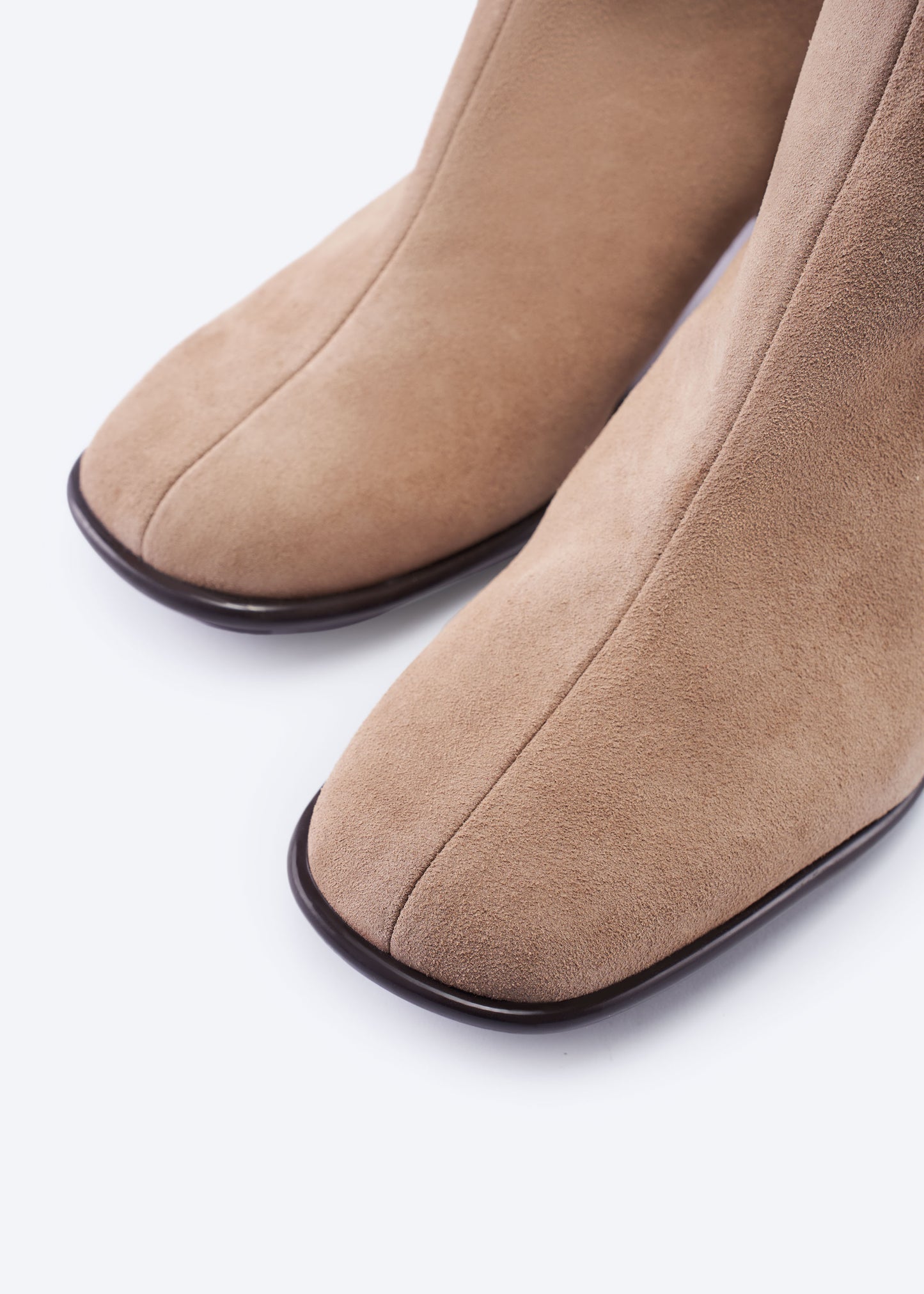 Bergamo Camel Suede Ankle Boots with Block Heels Closed Toe Detail