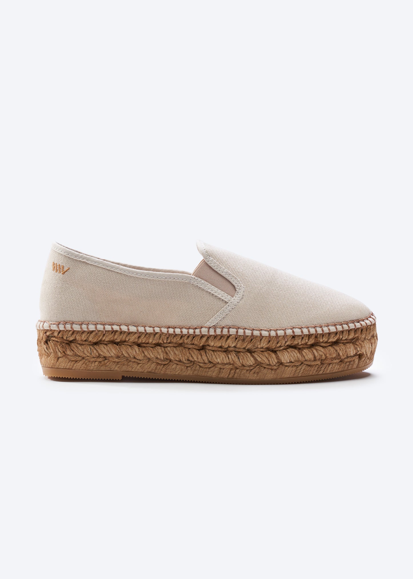 Castell Beige Canvas Slip On Women Espadrille Flatfrom