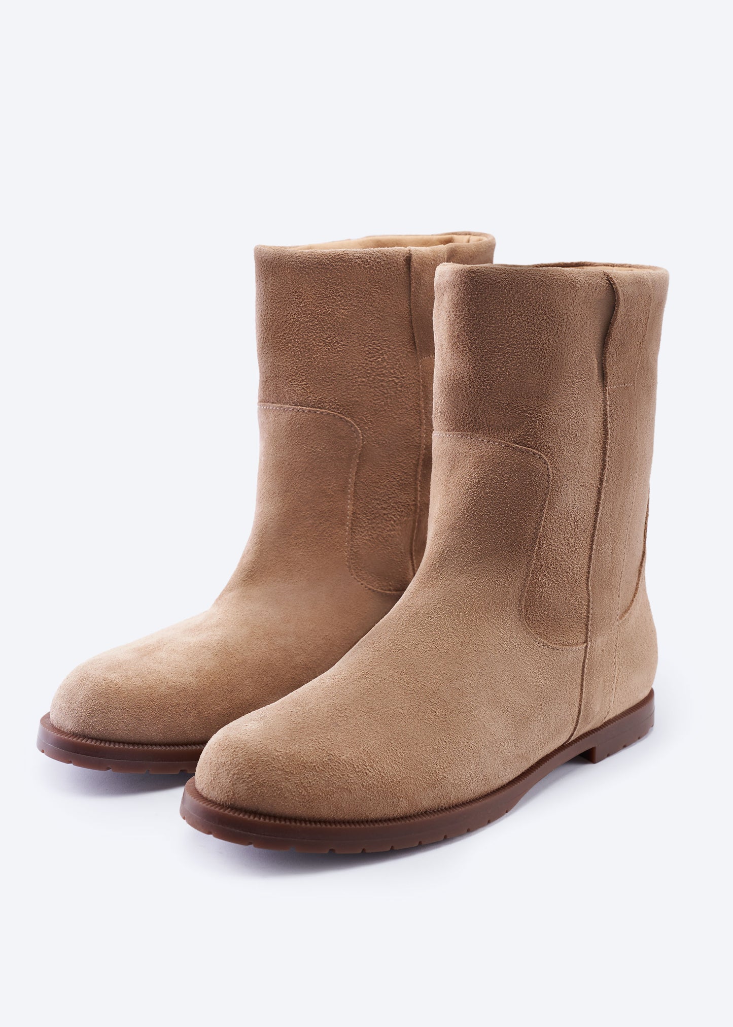 Cremona Camel Suede Women's Flat Boots