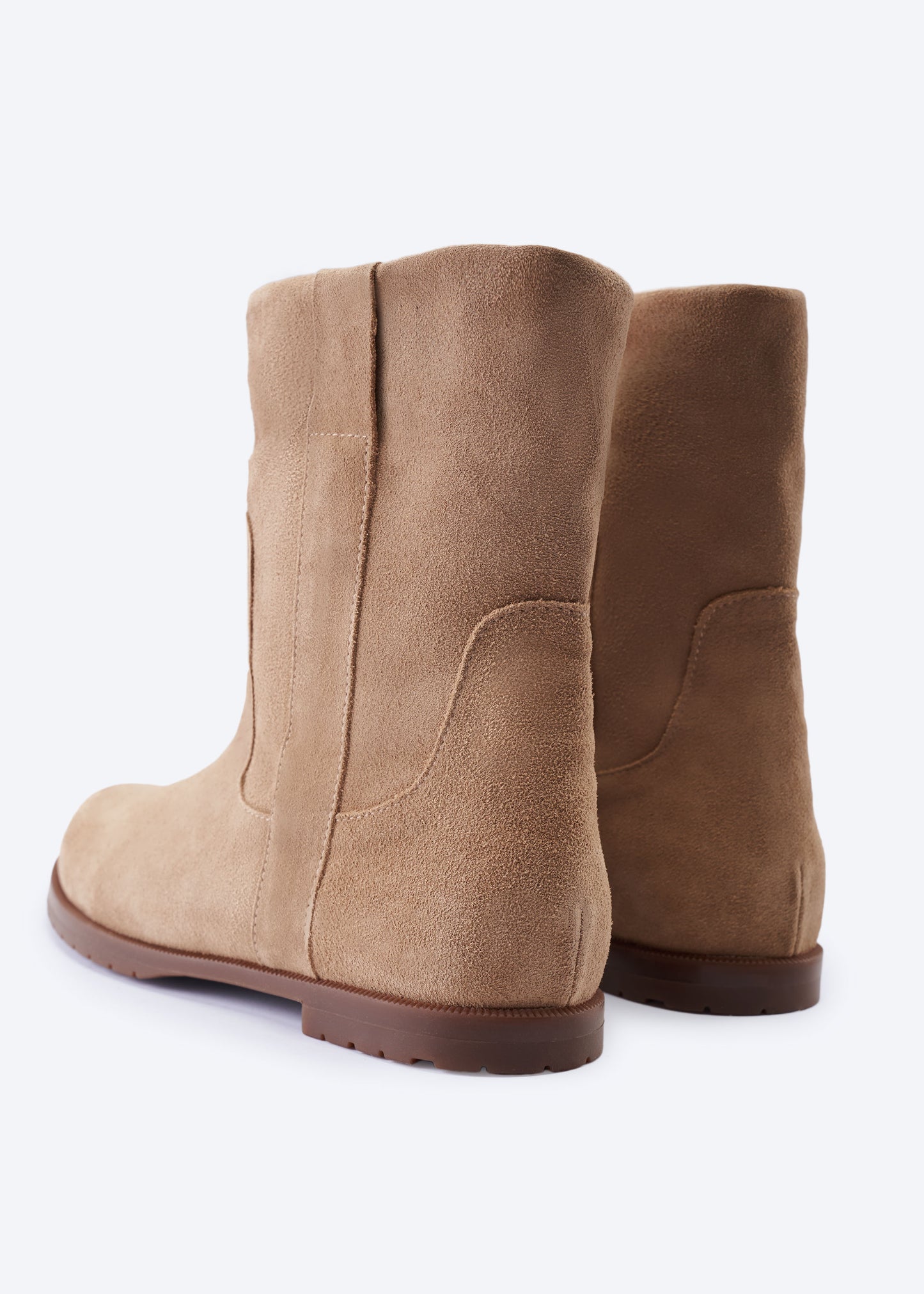 Cremona Camel Suede Women Flat Boots Back View