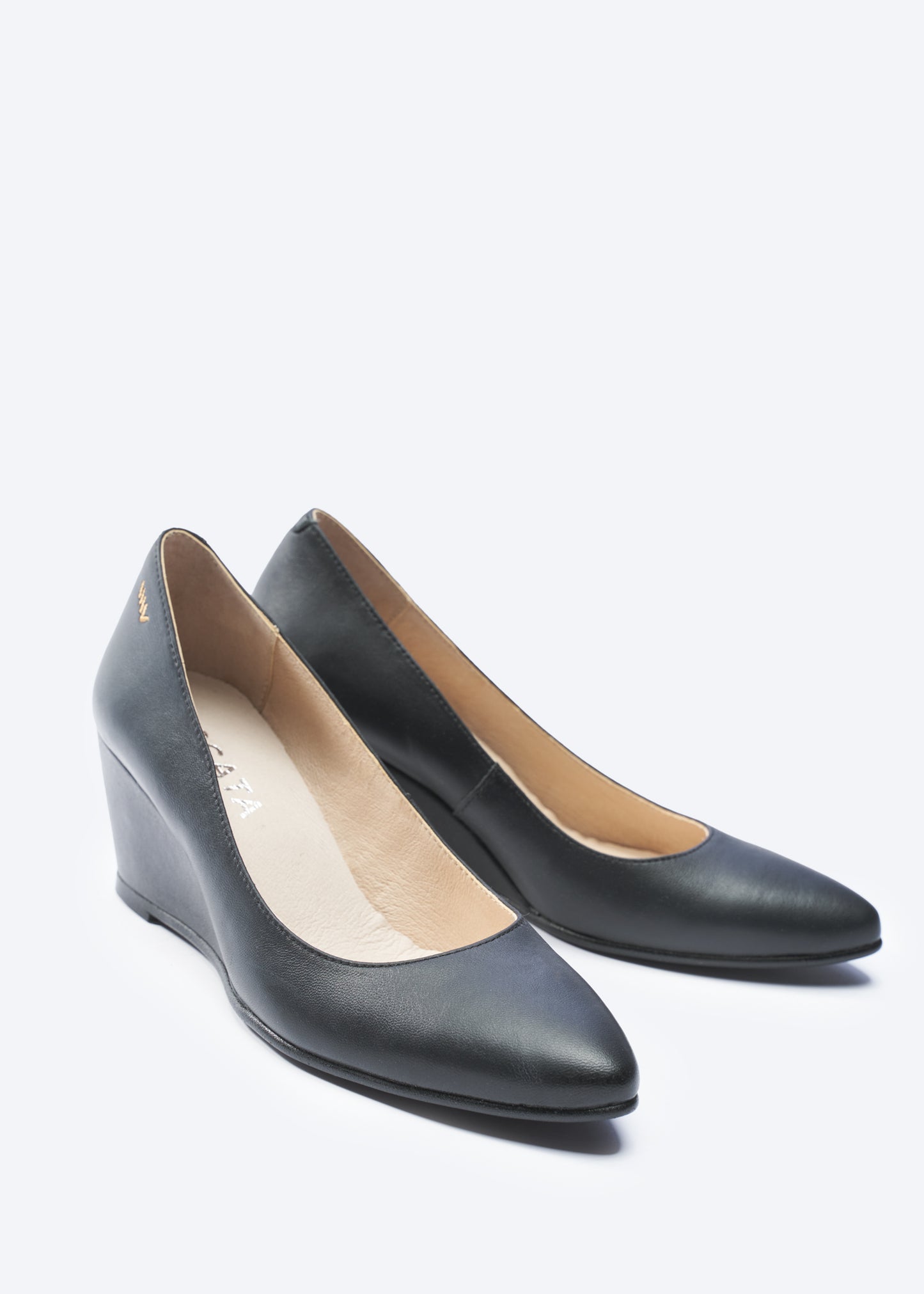 Verona Black Leather Slip On Women Wedges