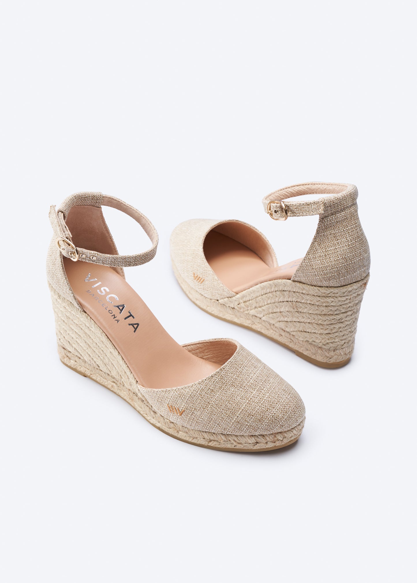 Estartit Limited Edition Gold Canvas Ankle Strap Women Espadrille Wedges