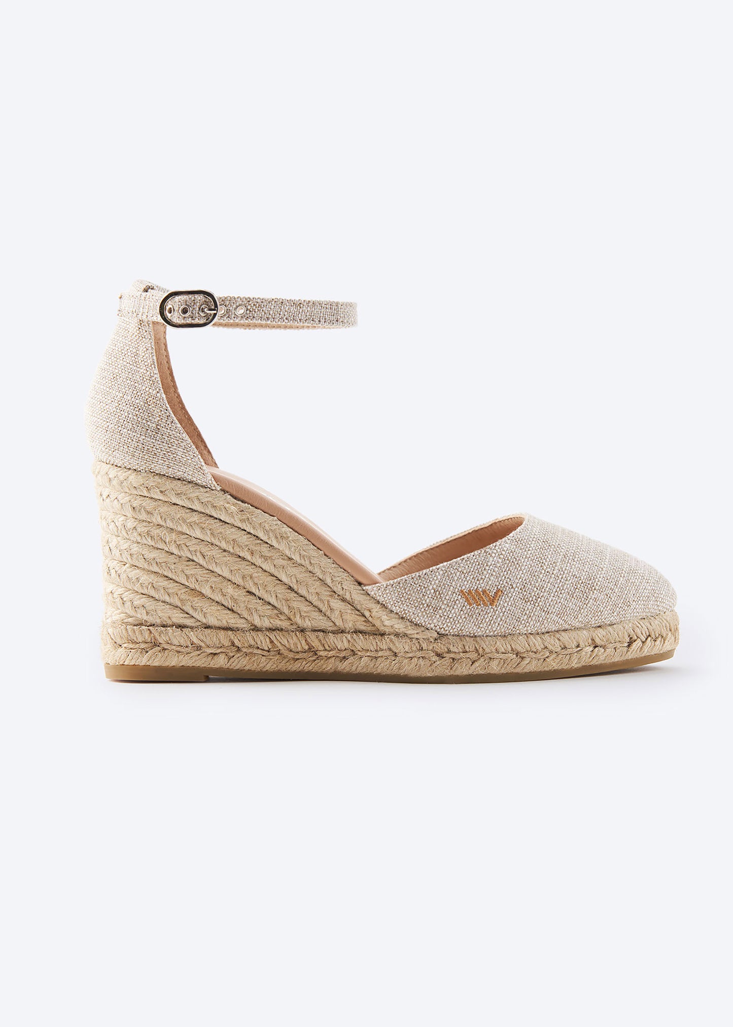 Estartit Limited Edition Silver Canvas Ankle Strap Women High Heel Espadrille Wedge