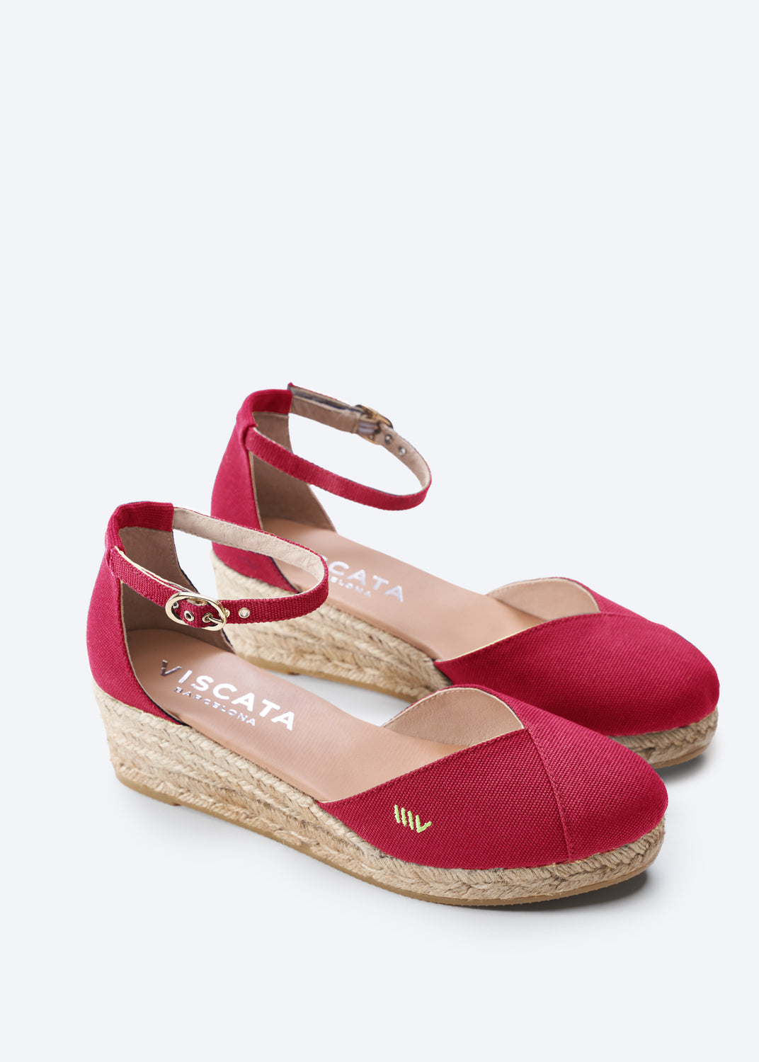 Formiga Limited Edition Cherry Canvas Ankle Strap Women Espadrille Low Wedges