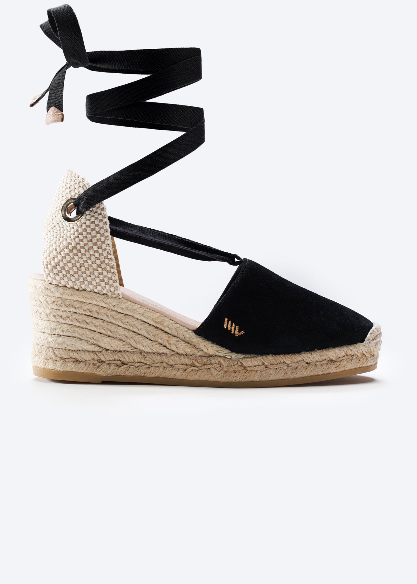 Fosca Black Suede Women Lace Up Espadrille Wedge