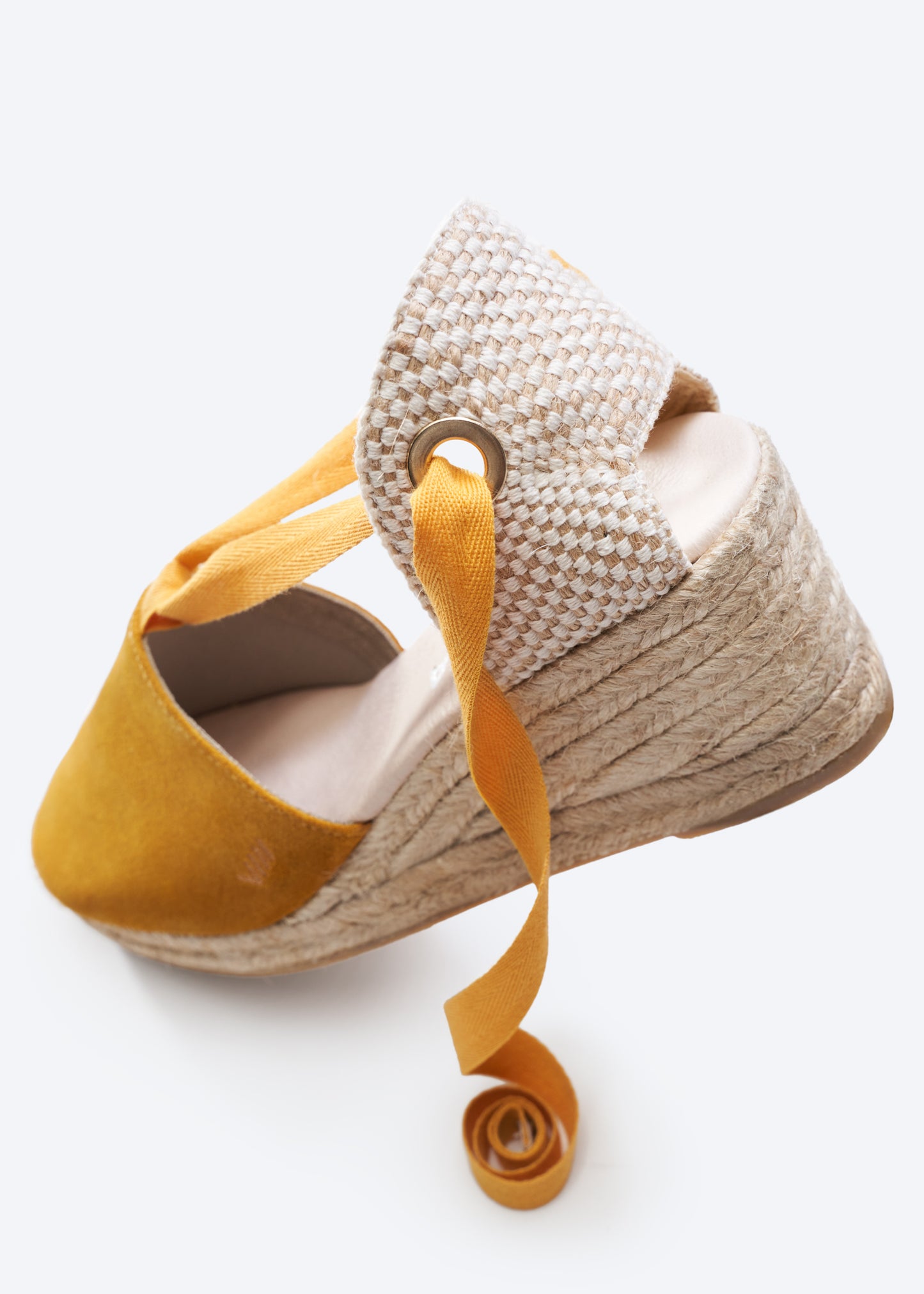 Fosca Limited Edition Mustard Suede Women Lace Up Espadrille Medium Heel Wedge