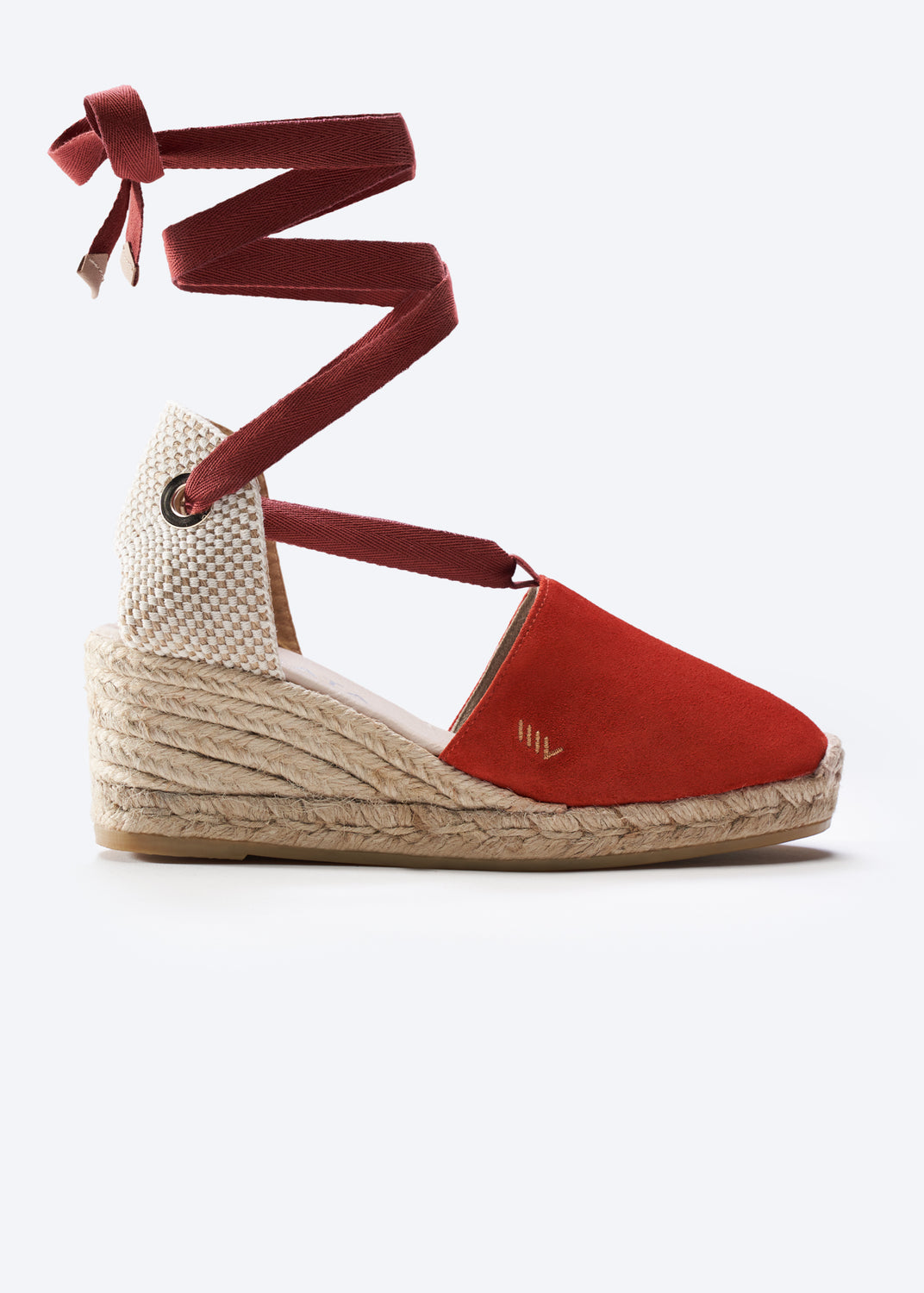Fosca Limited Edition Tangerine Suede Women Lace Up Espadrille Wedge