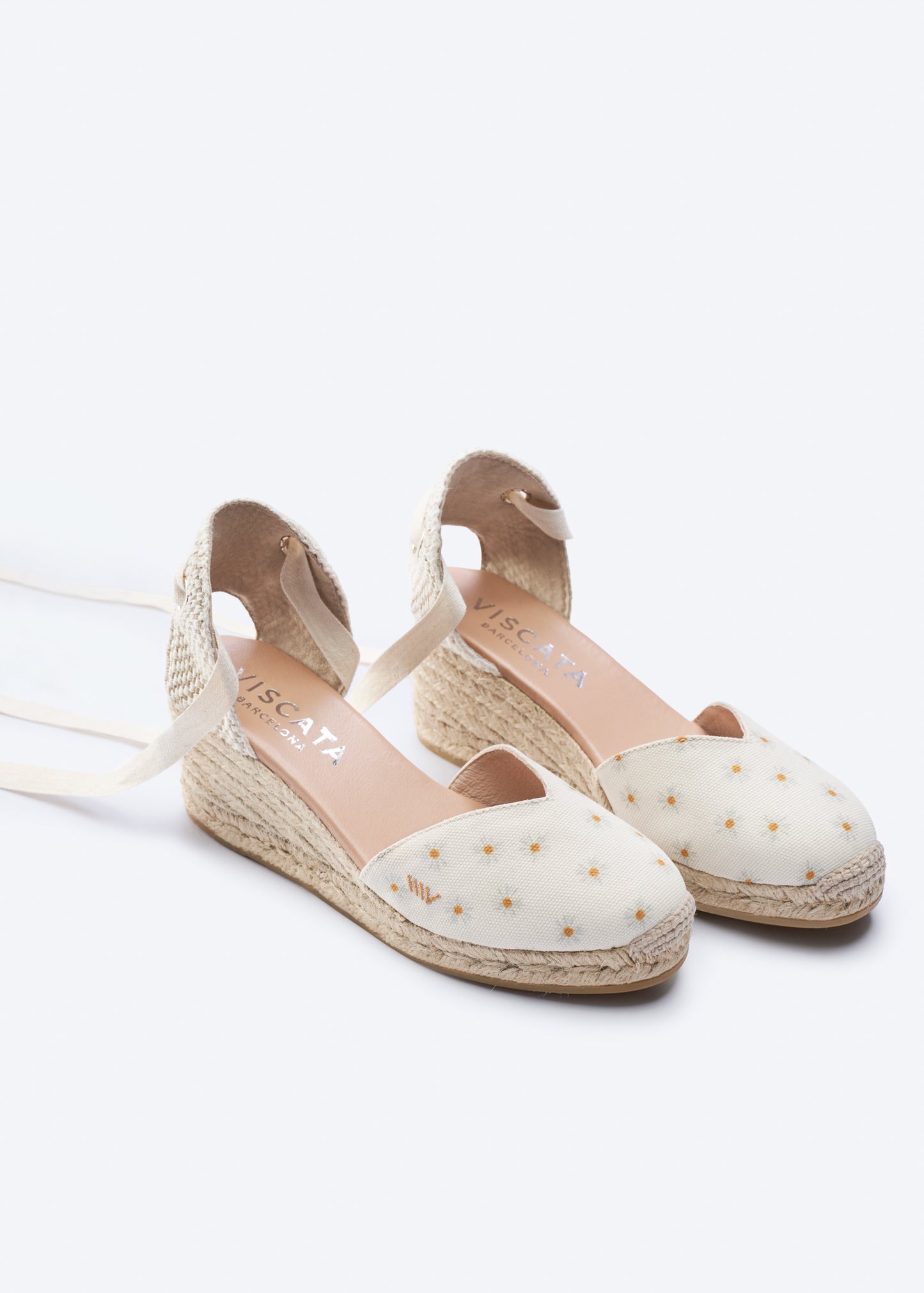 Gava Limited Edition Daisy Canvas Lace Up Women Espadrille Medium Wedges