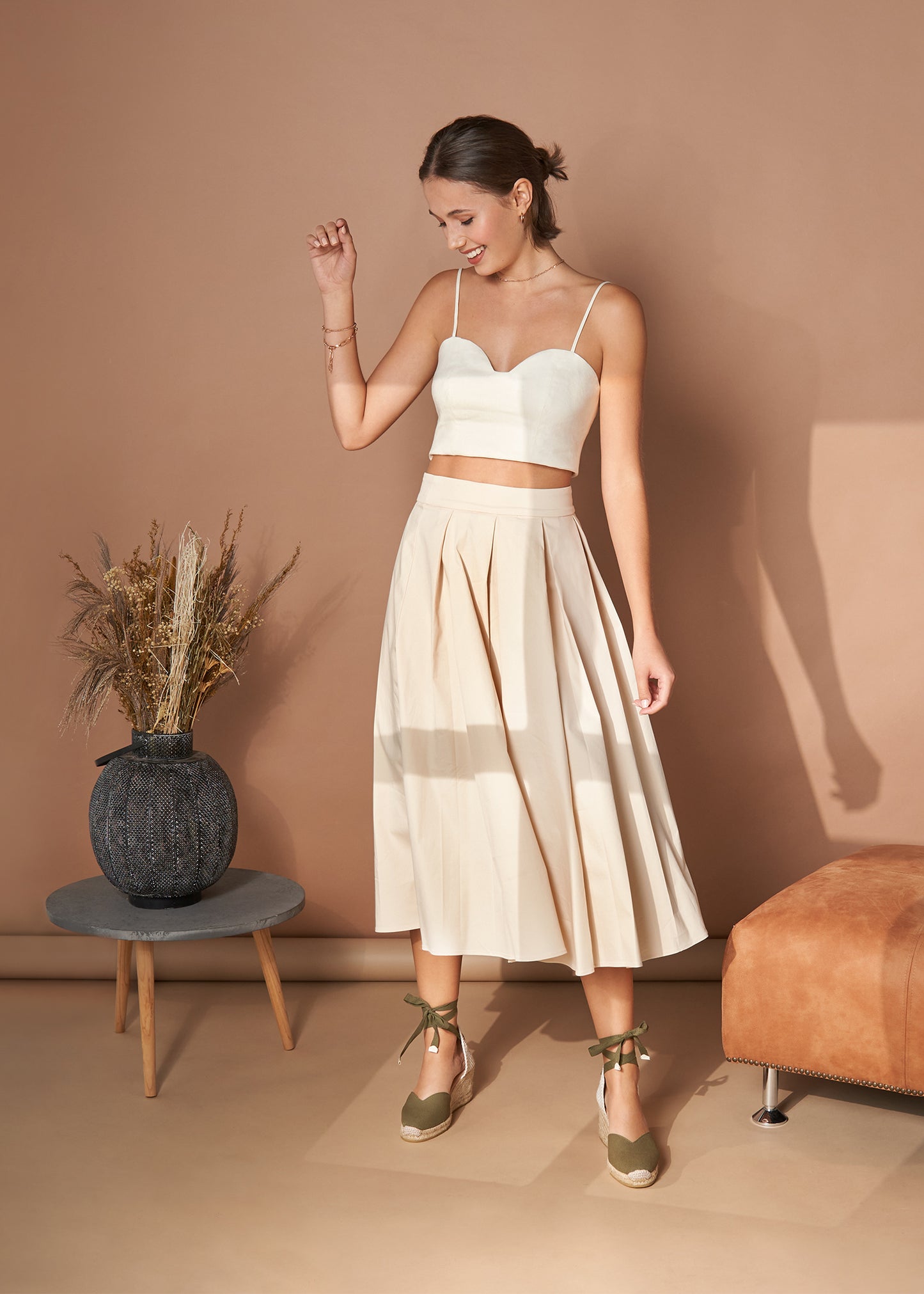 Gava Limited Edition Olive Canvas Lace Up Women Espadrille Wedges Outfit