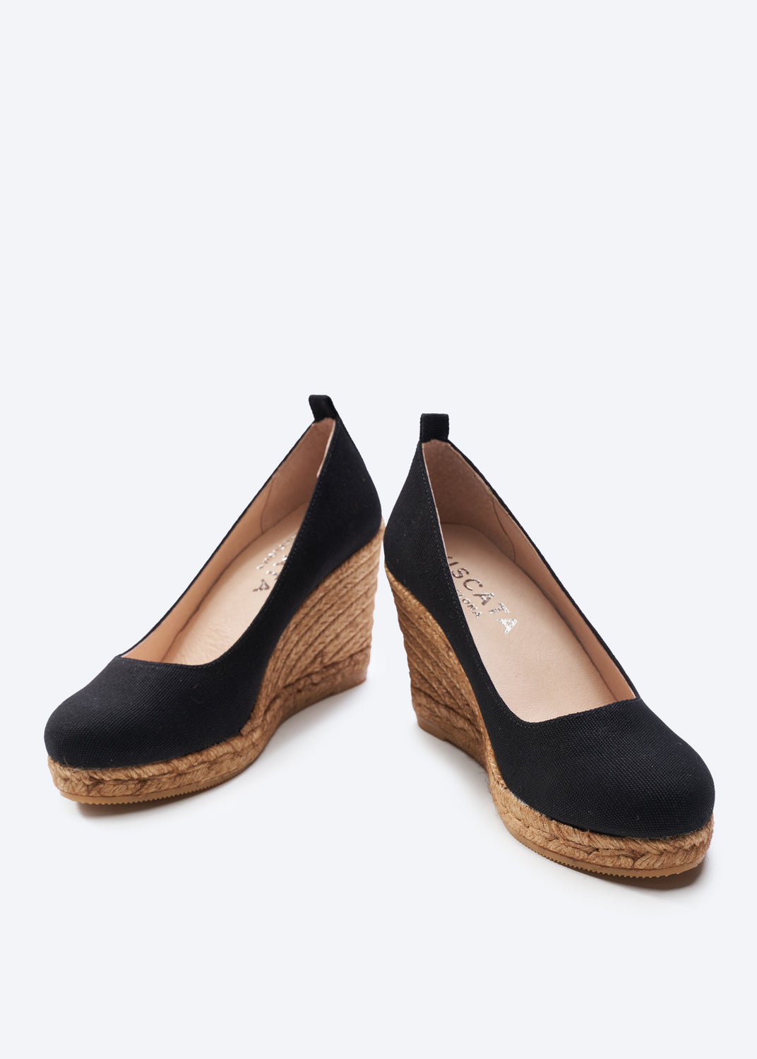 Marquesa Black Canvas Slip On Woman Espadrille Wedge High Heel Closed Toe Pumps