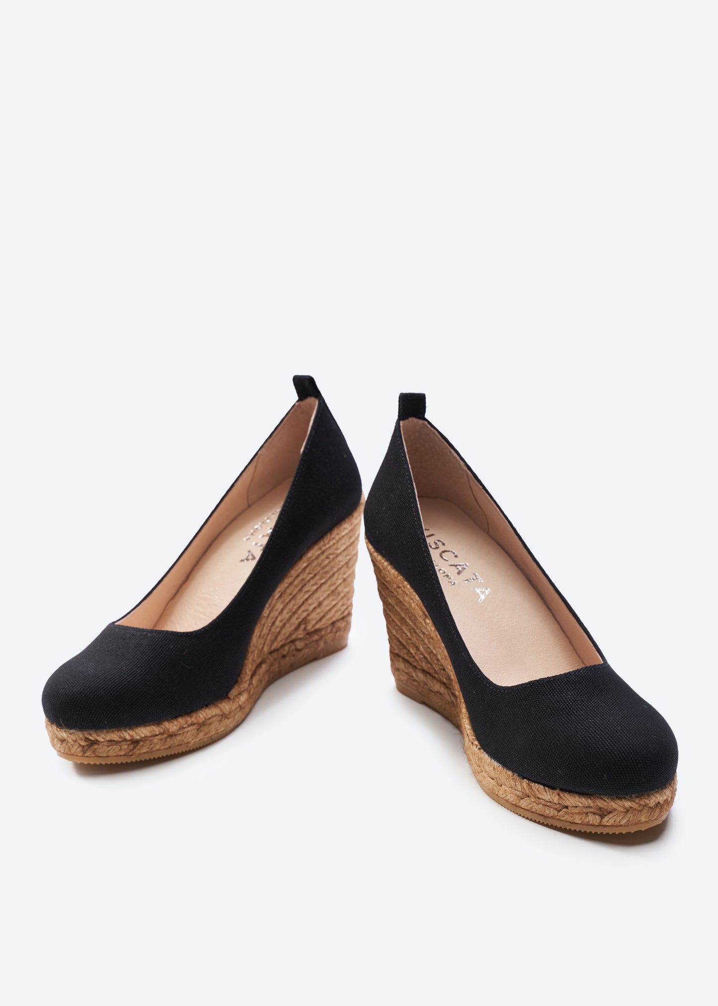 Marquesa Black Canvas Slip On Woman Espadrille Wedge High Heel Closed Toe Pumps