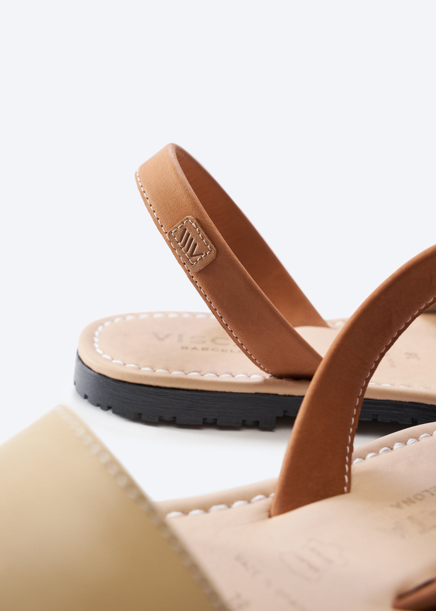 Menorquina Beige Leather Slip On Women Avarcas Back Detail