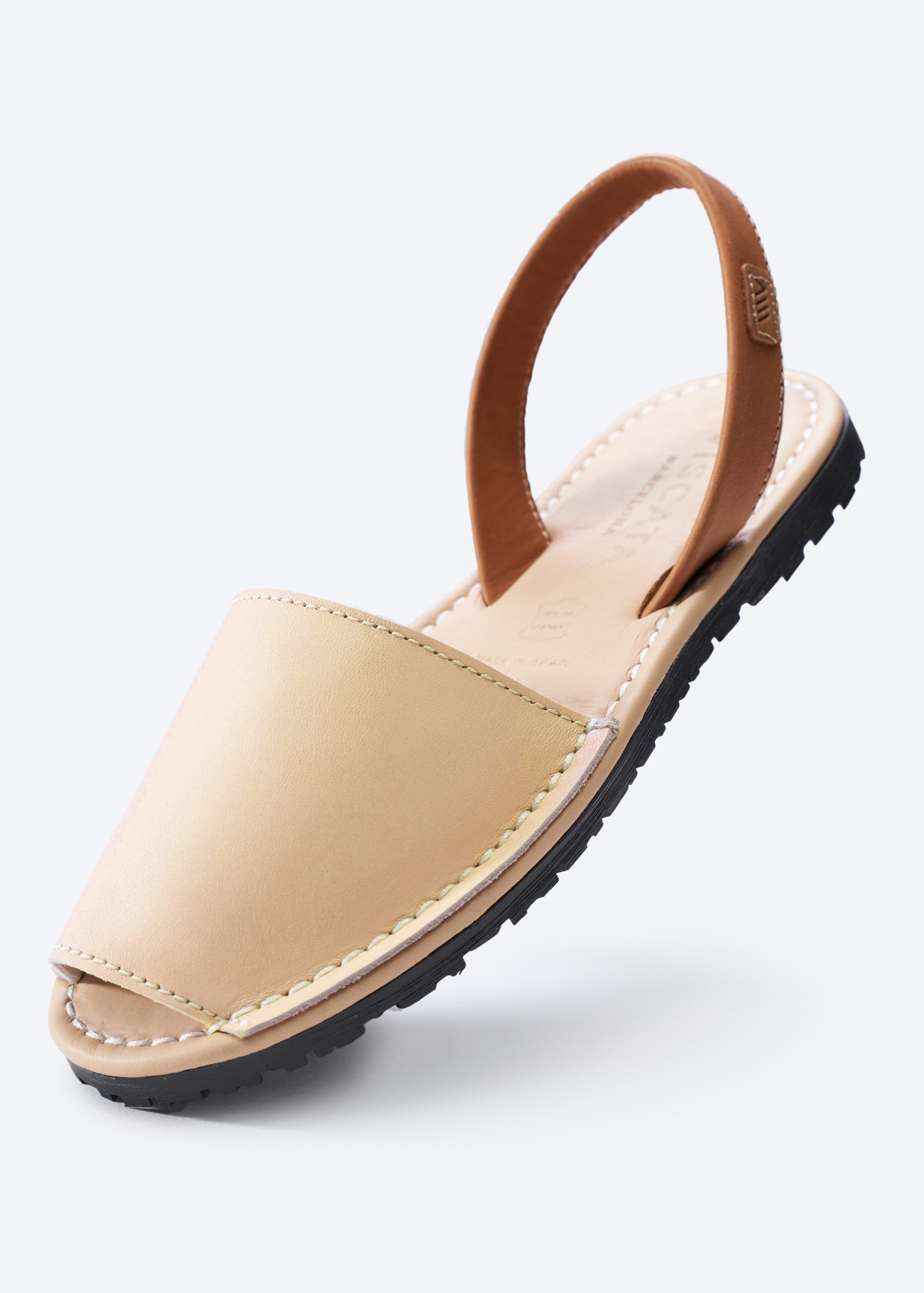 Menorquina Beige Leather Slip On Women Avarcas Made in Spain
