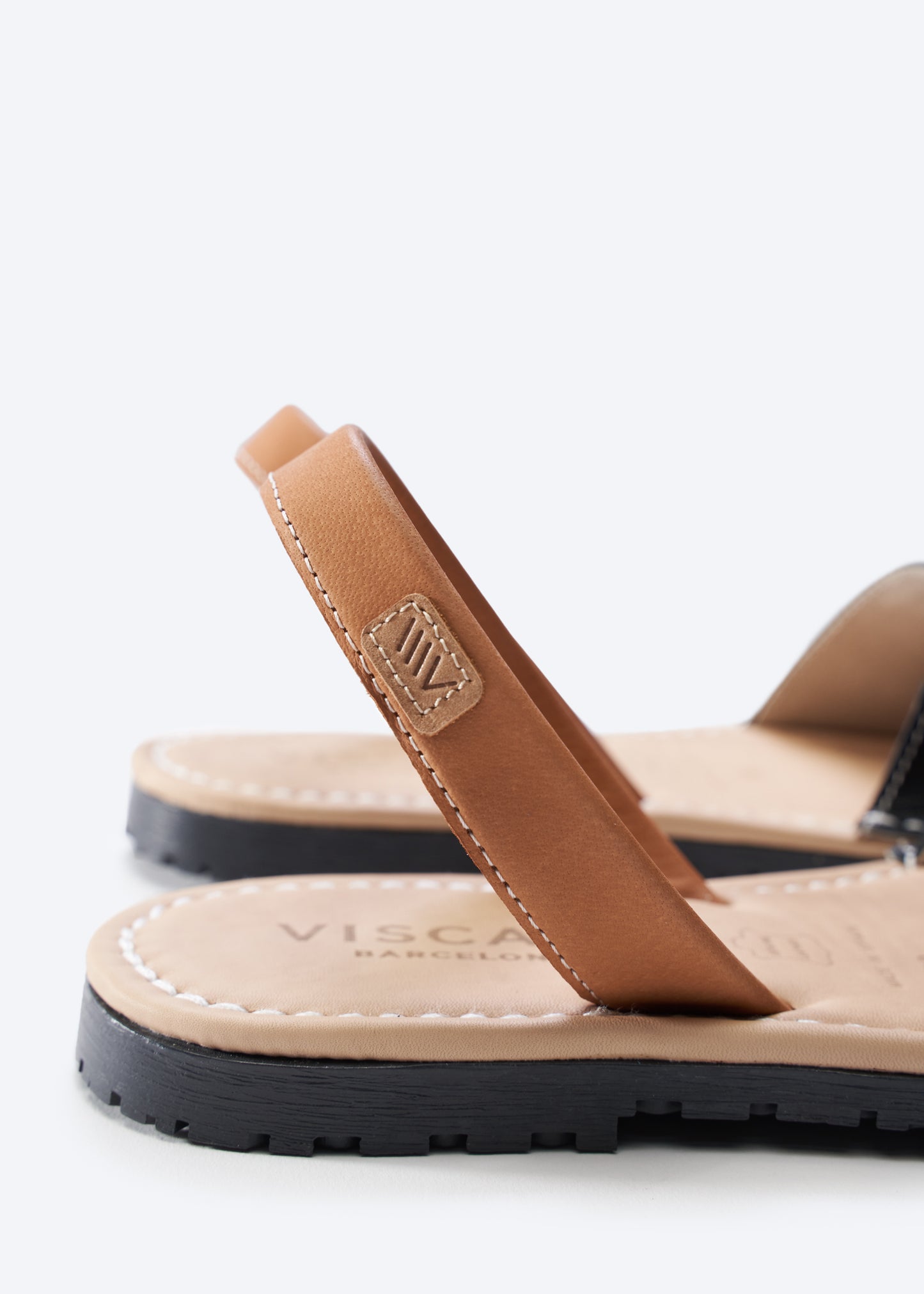 Menorquina Black Leather Slip On Women Avarcas Back Detail