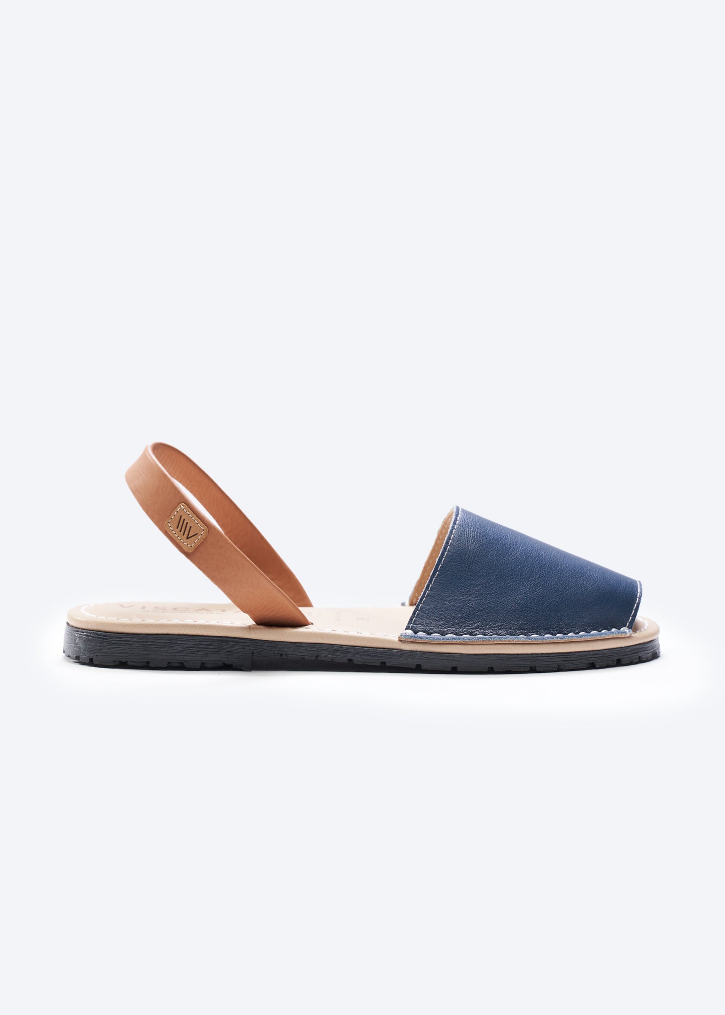 Menorquina Navy Blue Leather Slip On Women Avarcas