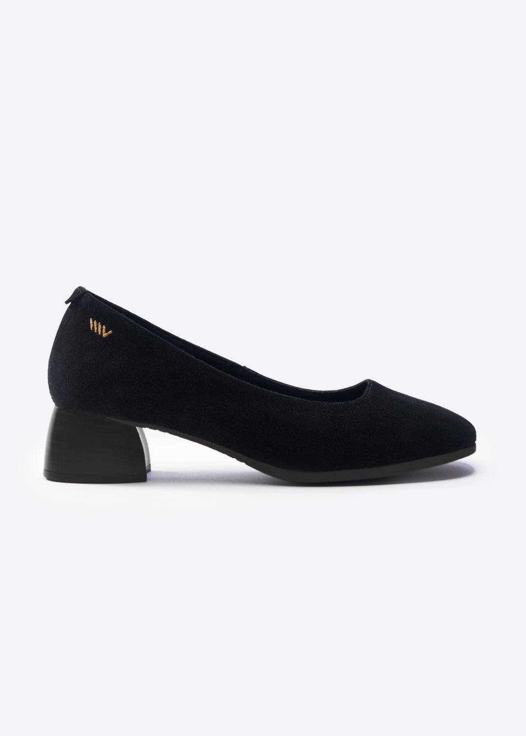 Milan Black Suede Slip On Women Low Block Heel Shoe