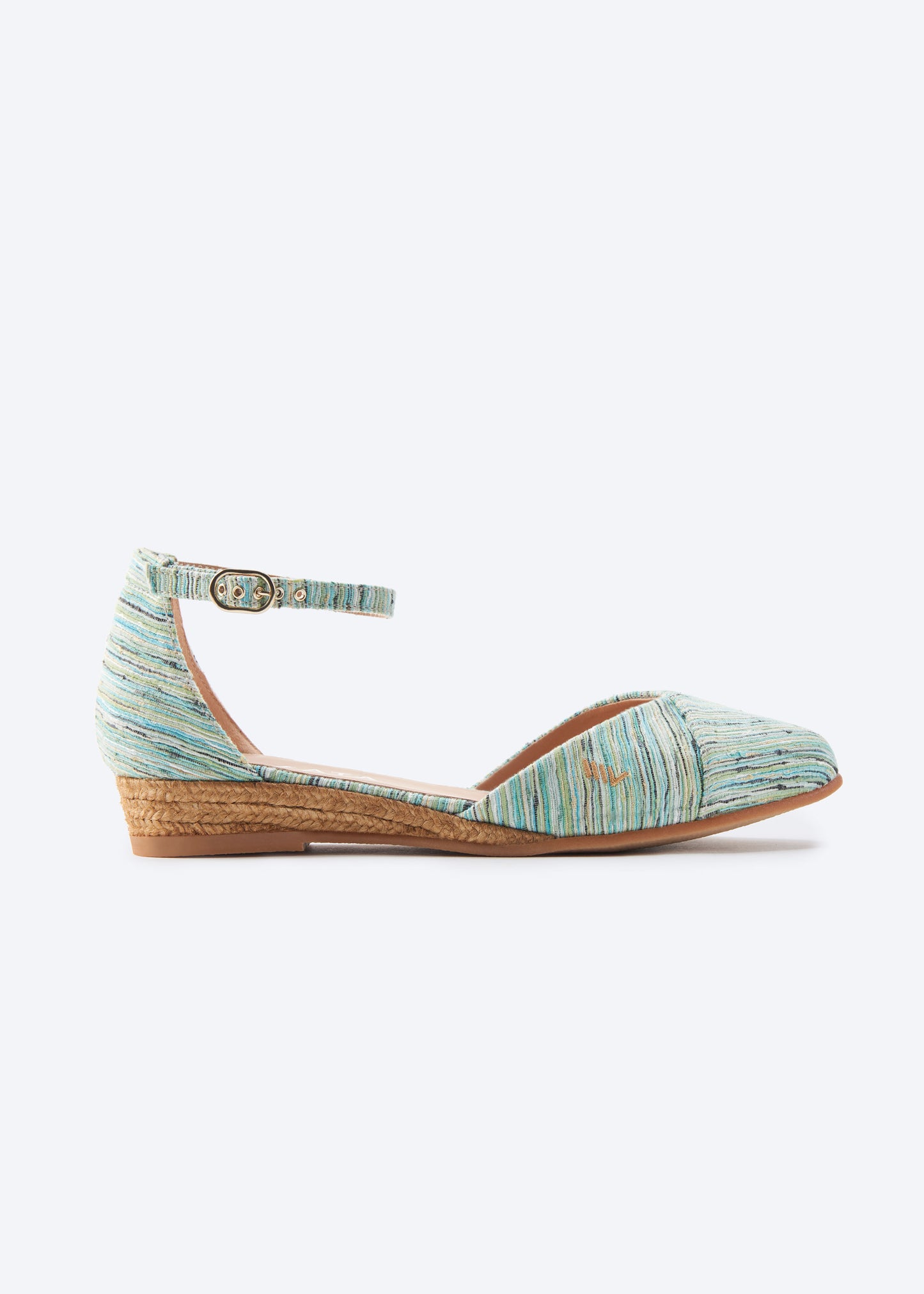 Montroig Limited Edition Multicolor Blue Canvas Ankle Strap Women Espadrille Flat