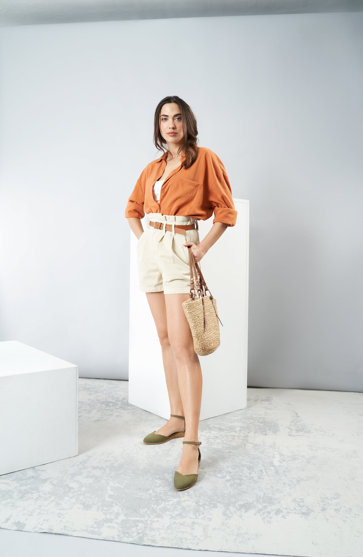 Montroig Limited Edition Olive Canvas Ankle Strap Women Espadrille Flats Outfit