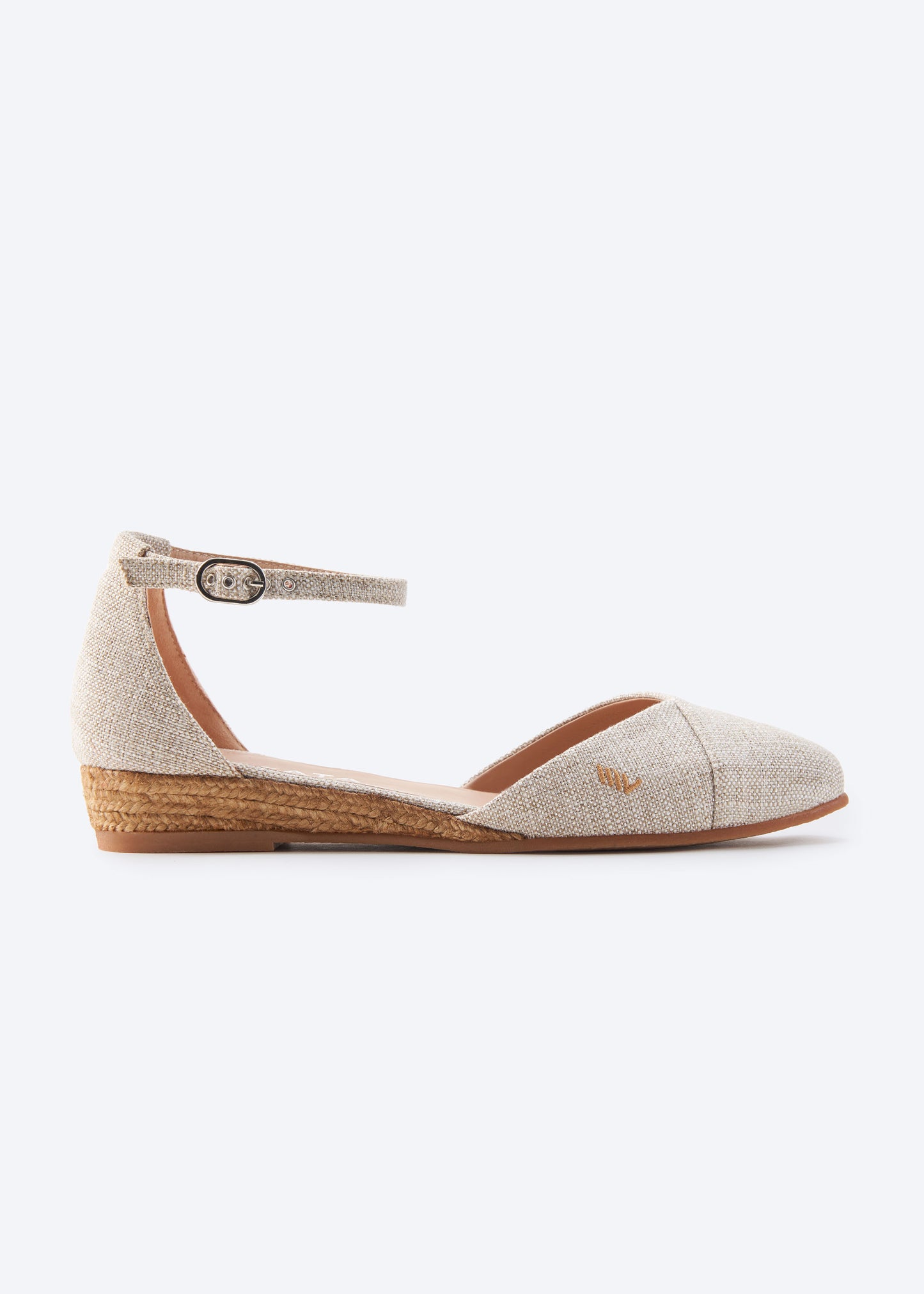 Montroig Limited Edition Silver Canvas Ankle Strap Women Espadrille Flat