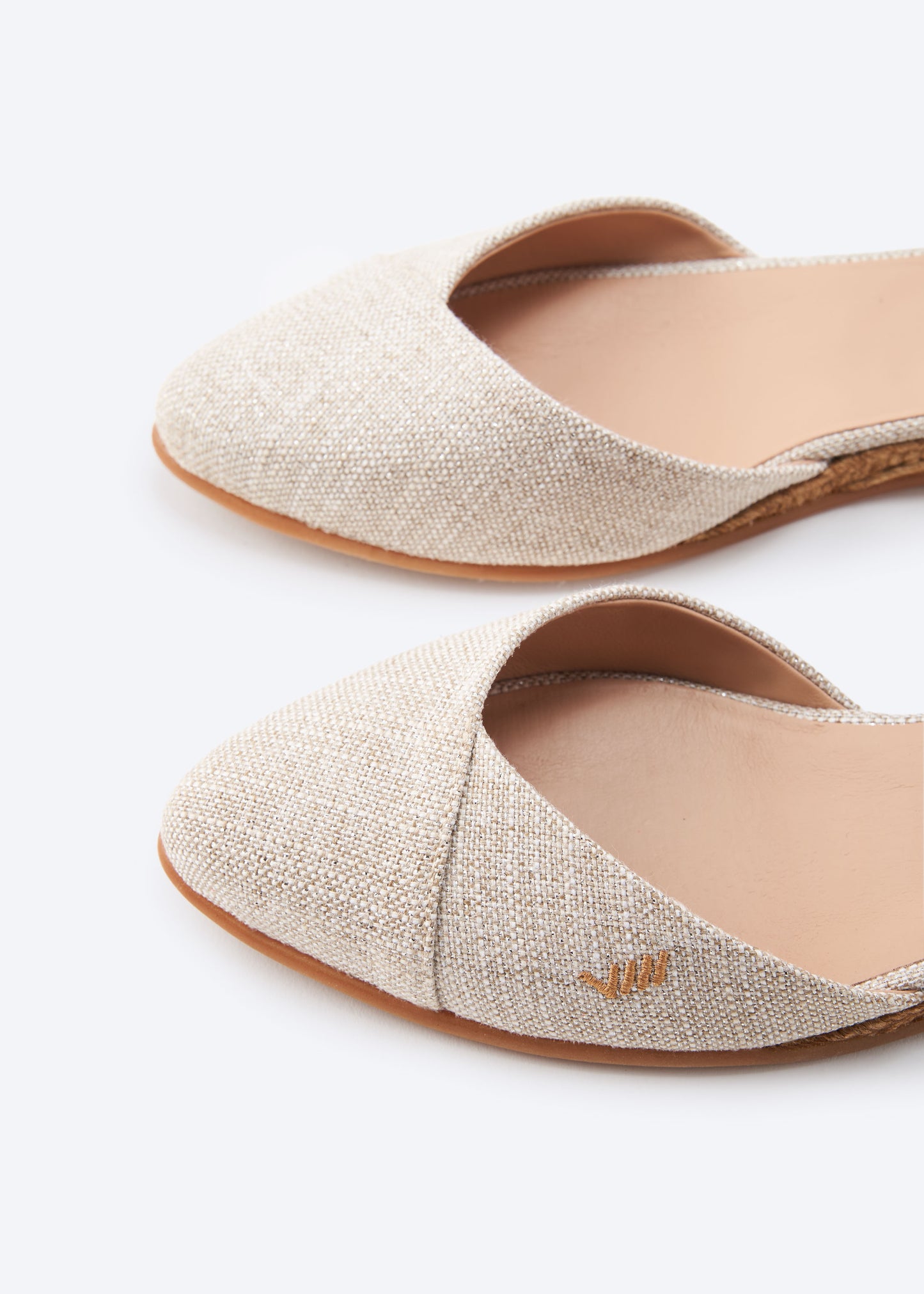 Montroig Limited Edition Silver Canvas Ankle Strap Women Espadrille Flats Back Detail