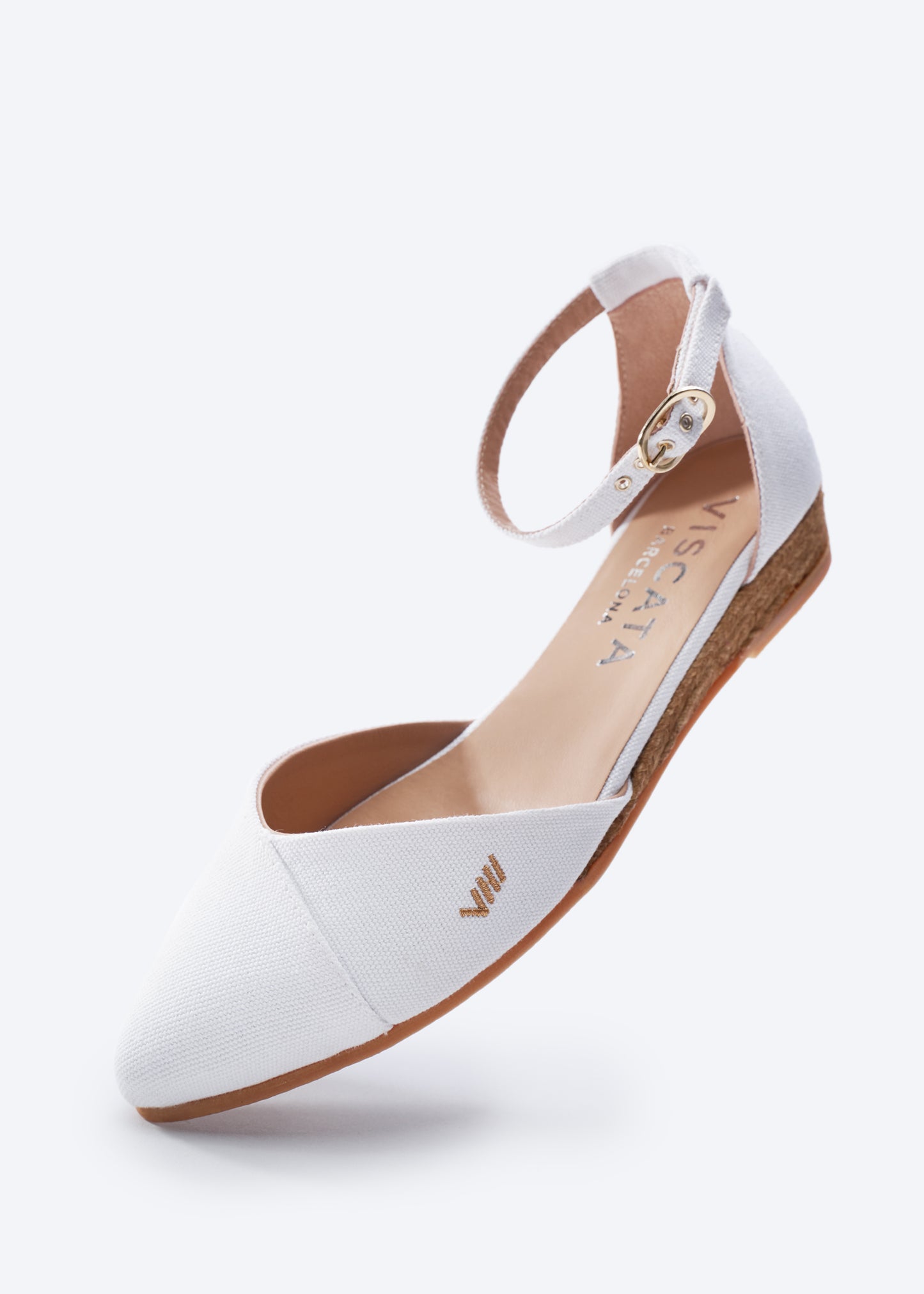 Montroig Limited Edition White Canvas Ankle Strap Women's Espadrille Flats