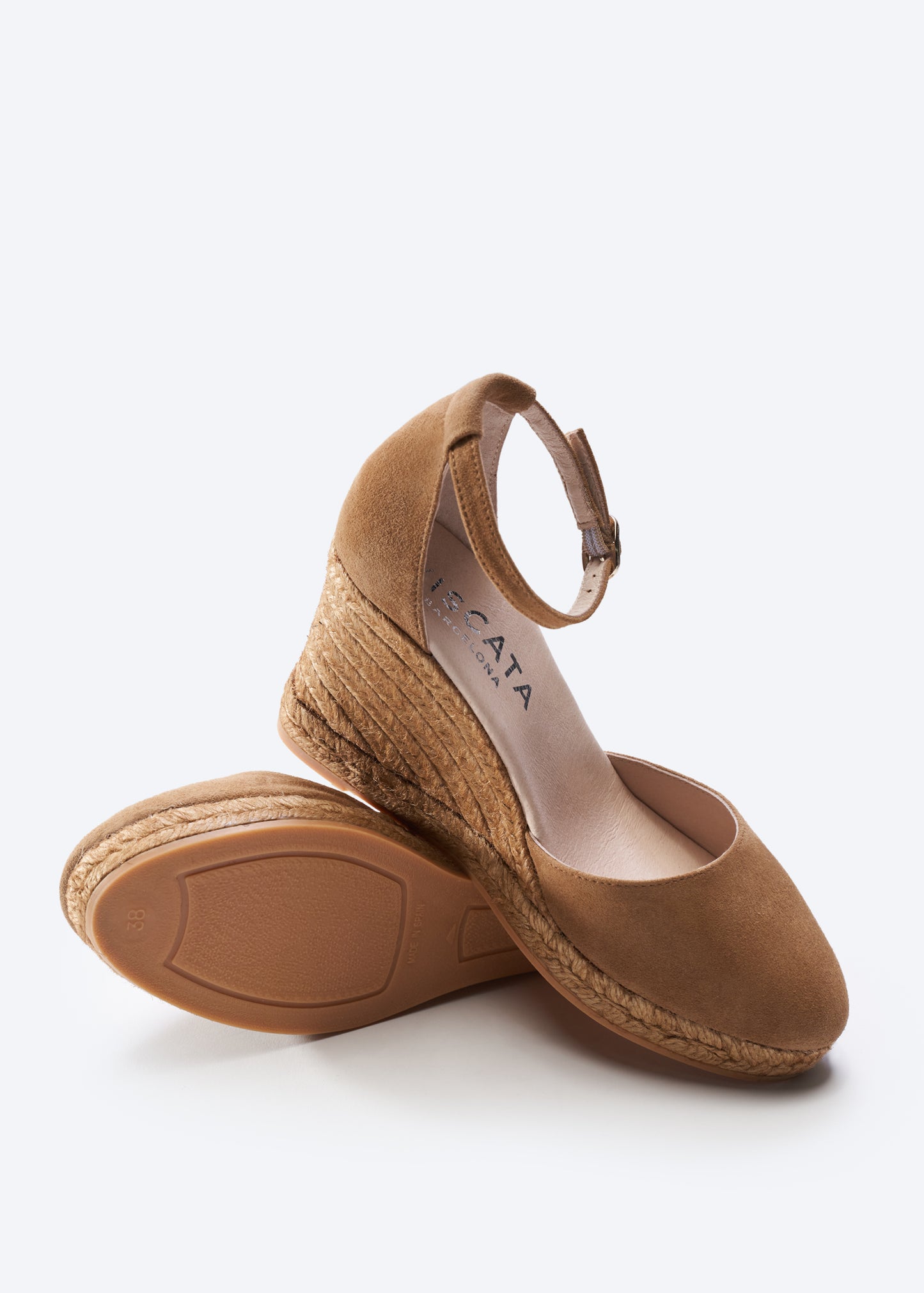 Palamos Camel Suede Ankle Strap Women Espadrille Wedges