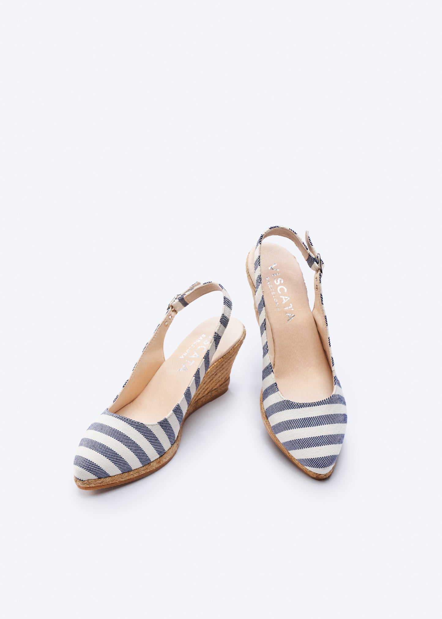 Palomera Limited Edition Sailor Stripes Canvas Slingback Women Espadrille Medium Heel Wedges