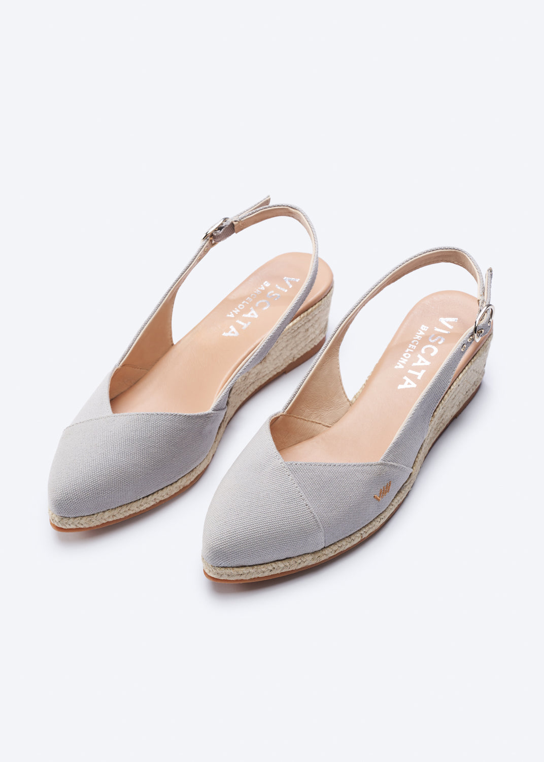 Premia Ash Grey Canvas Slingback Women Espadrille Low Wedges