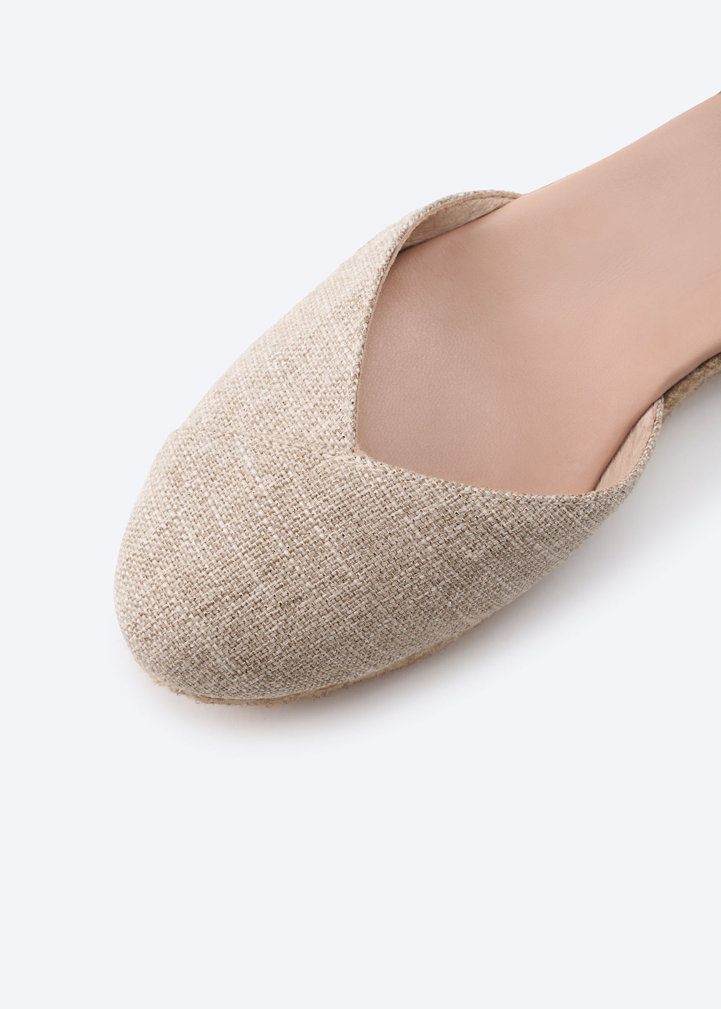 Pubol Limited Edition Silver Canvas Ankle Strap Women Espadrille Low Wedges V Vamp Closed Toe Detail