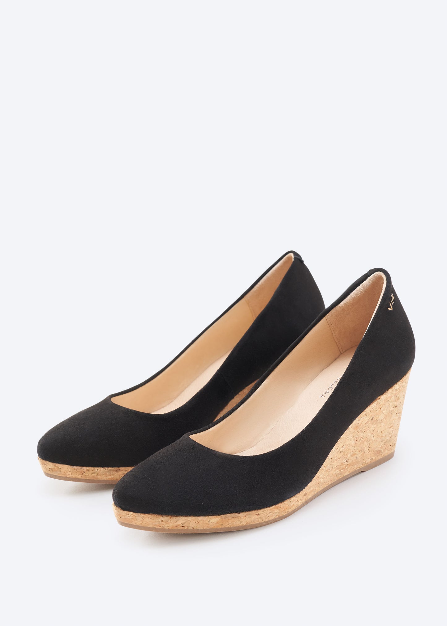 Riera Black Suede Closed Toe Slip On Women Cork Wedges
