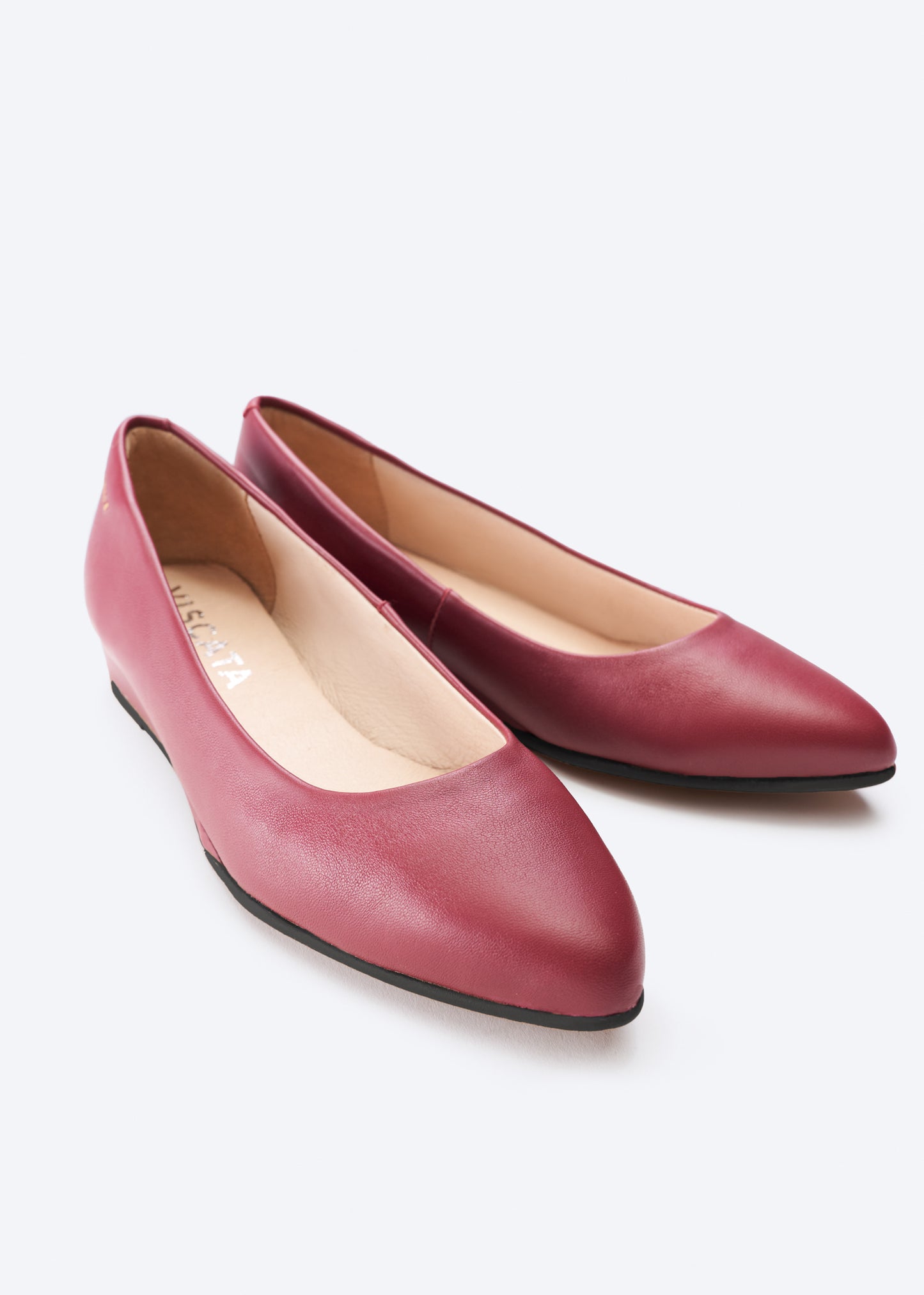 Roma Burgundy Leather Slip On Women Flats