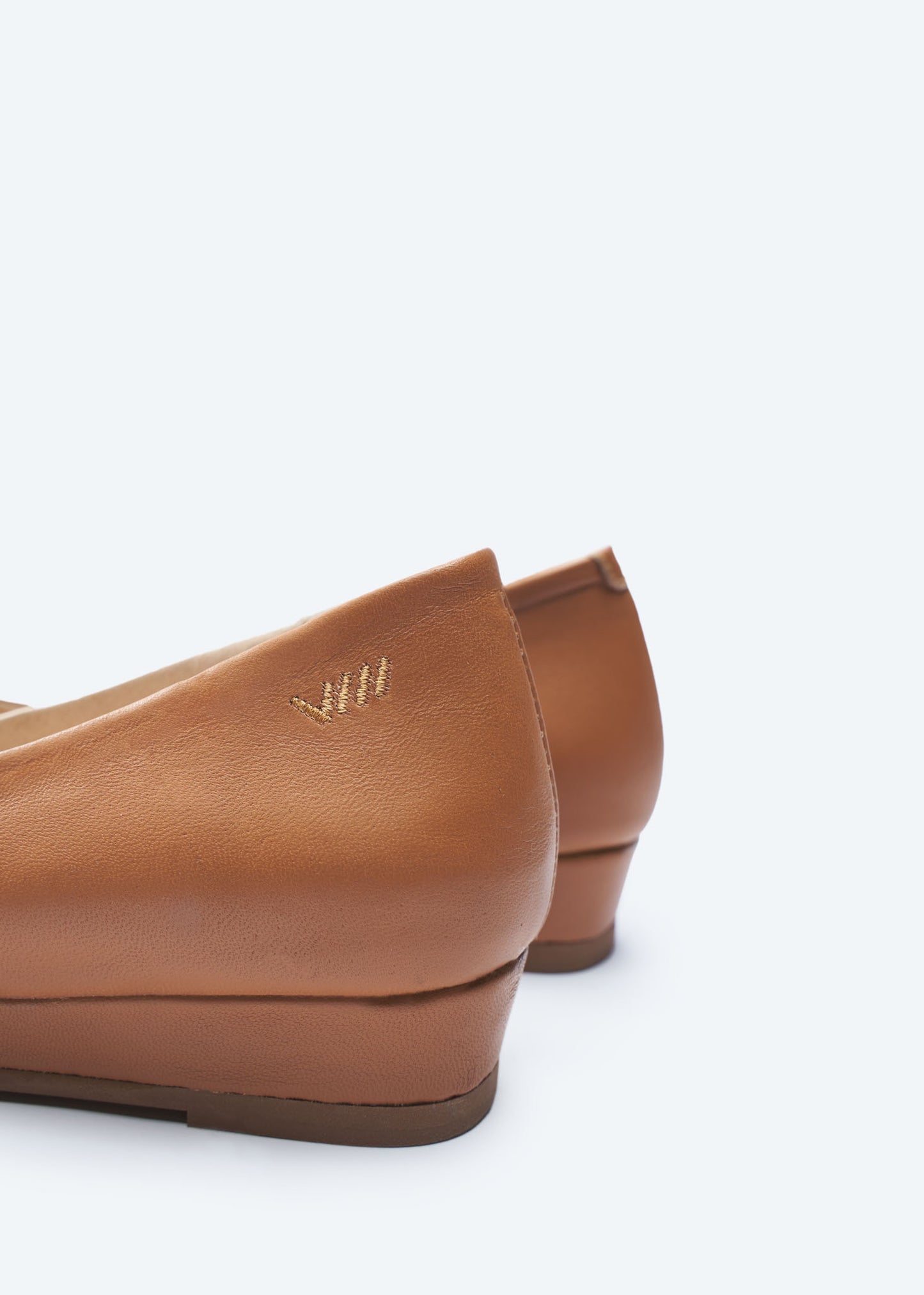 Roma Whiskey Brown Leather Slip On Women Flat Back Detail