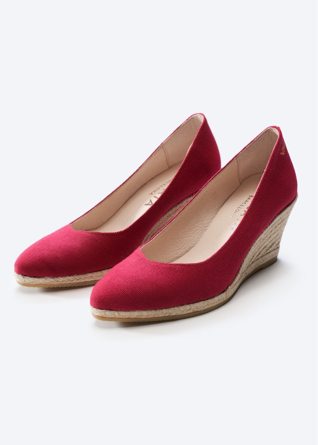 Roses V Cut Limited Edition Cherry Canvas Slip On Women Espadrille Medium Wedges