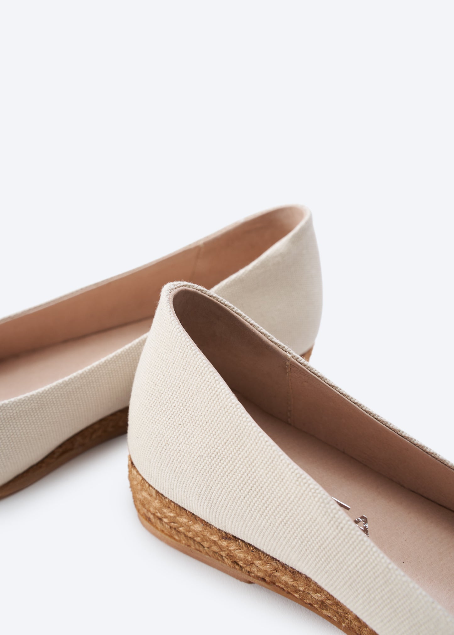 Rubina Limited Edition Beige Canvas Black Tip Slip On Women Espadrille Flats Back Detail