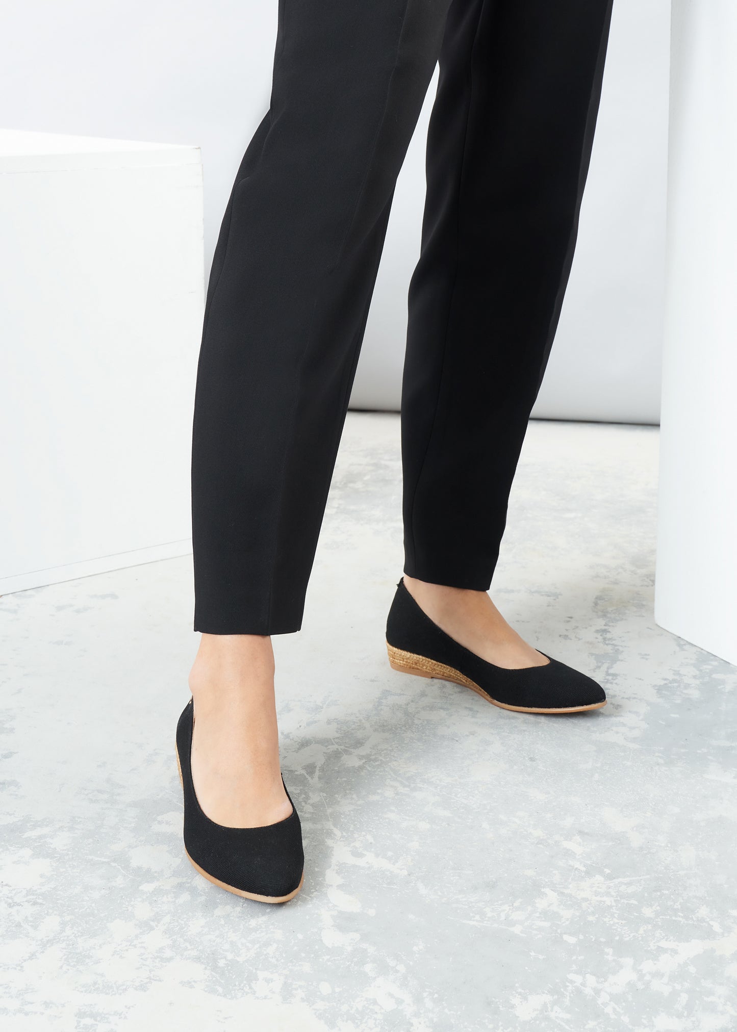 Rubina Black Canvas Slip On Women Espadrille Flats Legs