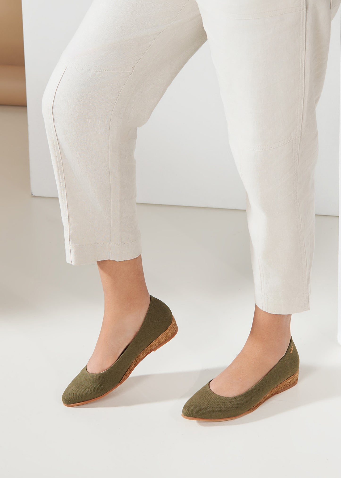 Rubina Limited Edition Olive Canvas Slip On Women Espadrille Flats Legs