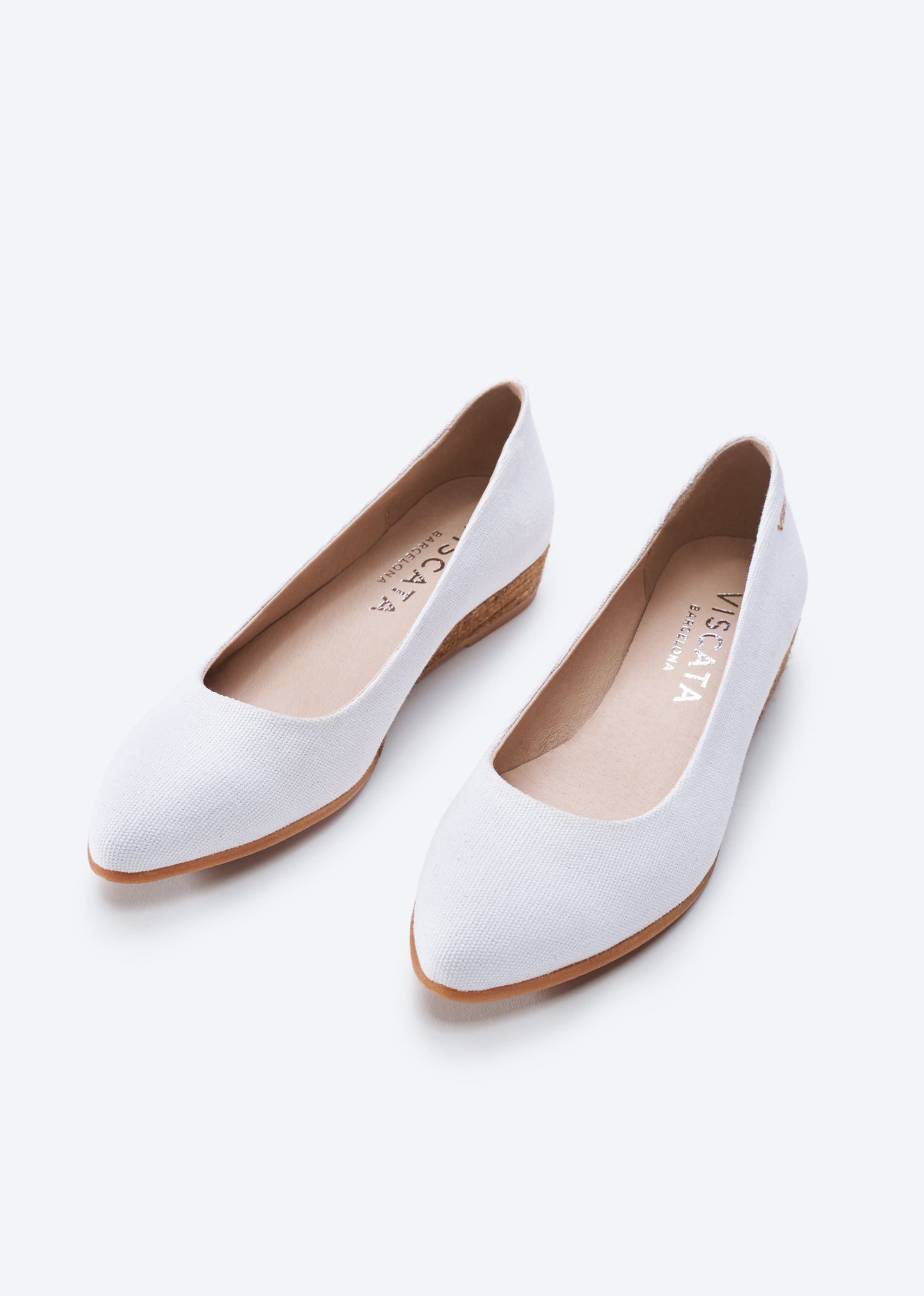 Rubina Limited Edition White Canvas Slip On Women Almond Toe Espadrille Flats